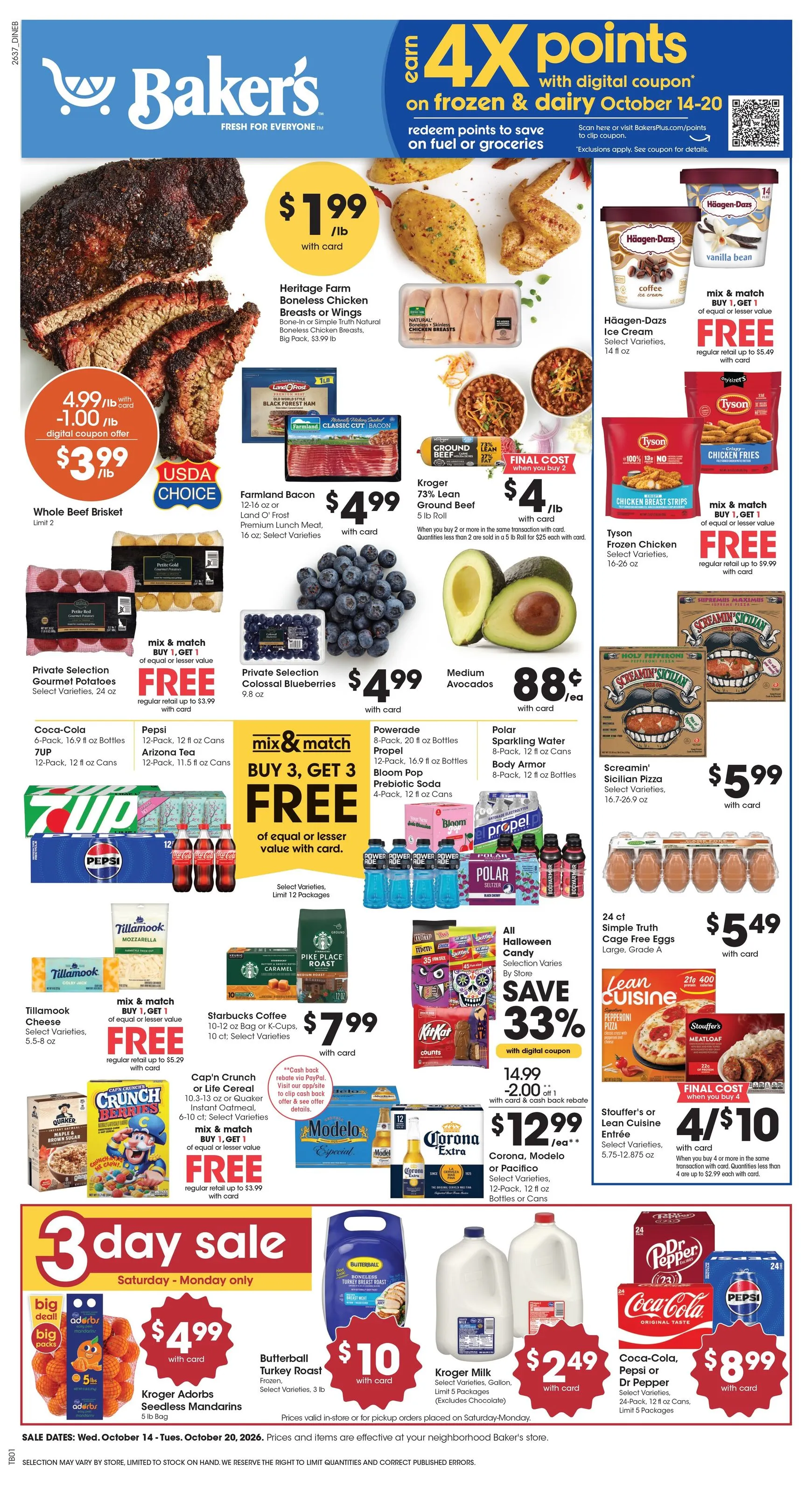 Weekly promotion Current Baker's leaflet valid from Wednesday 10/14/2026 to Tuesday 10/20/2026 spanning from October 14 to October 20 2026 - Page 1 for Catalogue 365