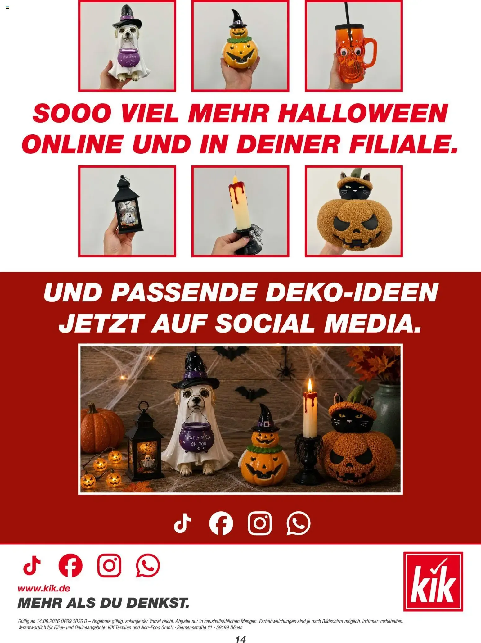 Kik: Mehr für den Herbst und die besonderen Momente. von 14. September bis 27. September 2026 - Prospekt seite 14