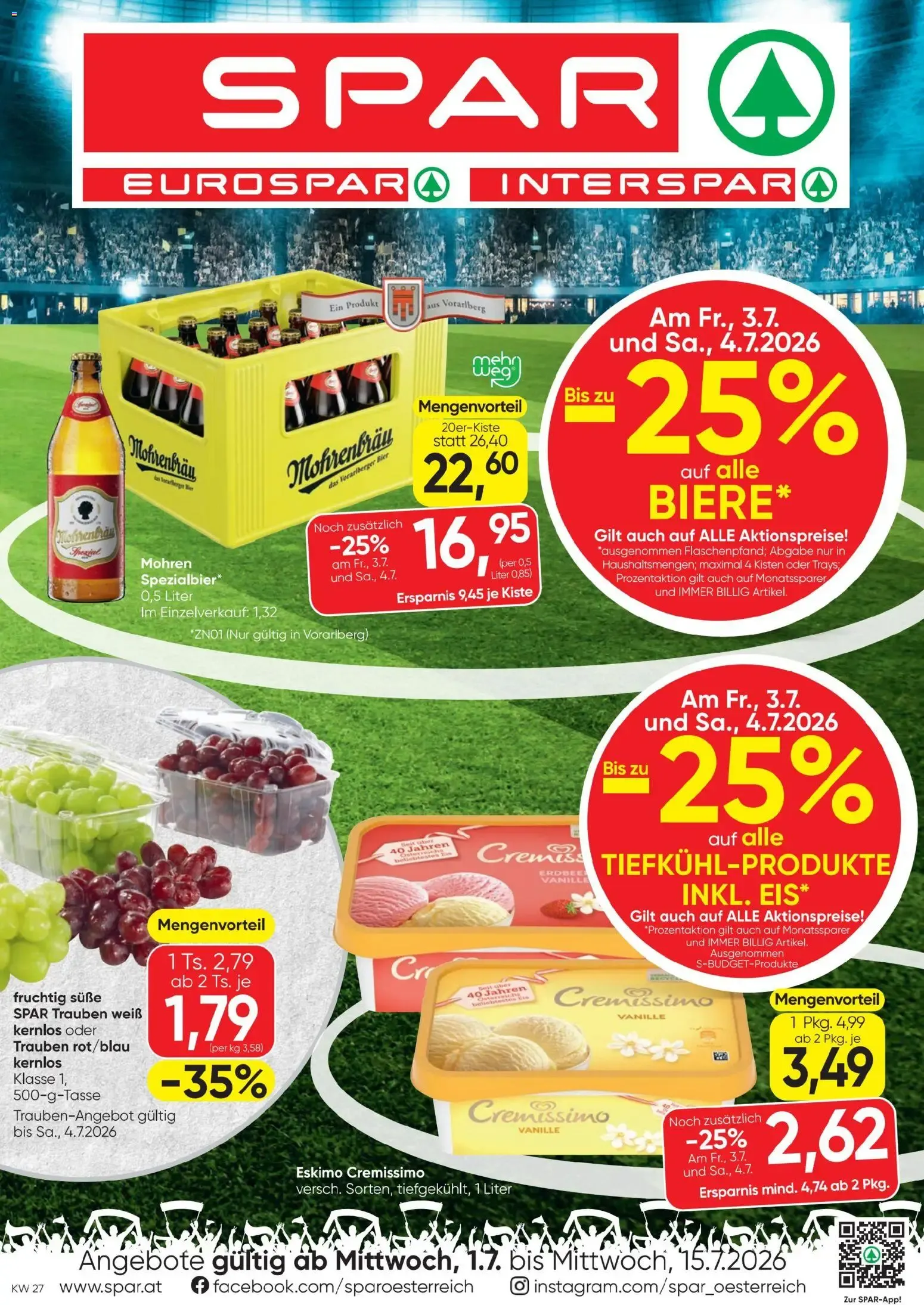 Spar - Flugblatt (01.07.2026) - Angebote und Prospekt von 1. Juli bis 15. Juli 2026 - Flugblätt seite 1