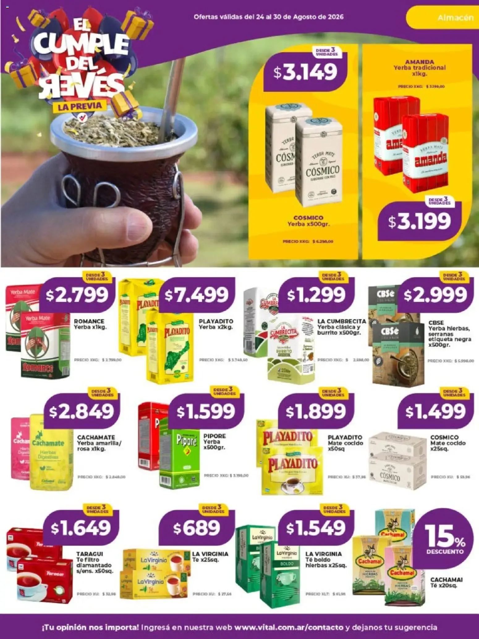 Ofertas de Vital Supermayorista - El Cumple del Revés - Ofertas 24 de agosto al 30 de agosto 2026 - Página 18 del catálogo