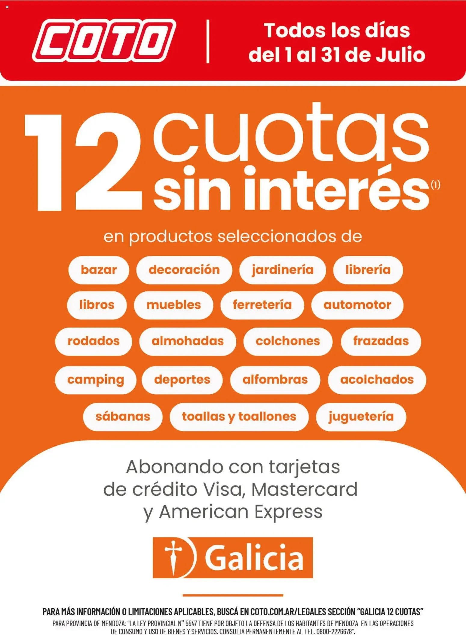 Ofertas de Coto: 12 Cuotas sin Interés con Tarjetas de Crédito 1 de julio al 31 de julio 2026 - Página 1 del catálogo