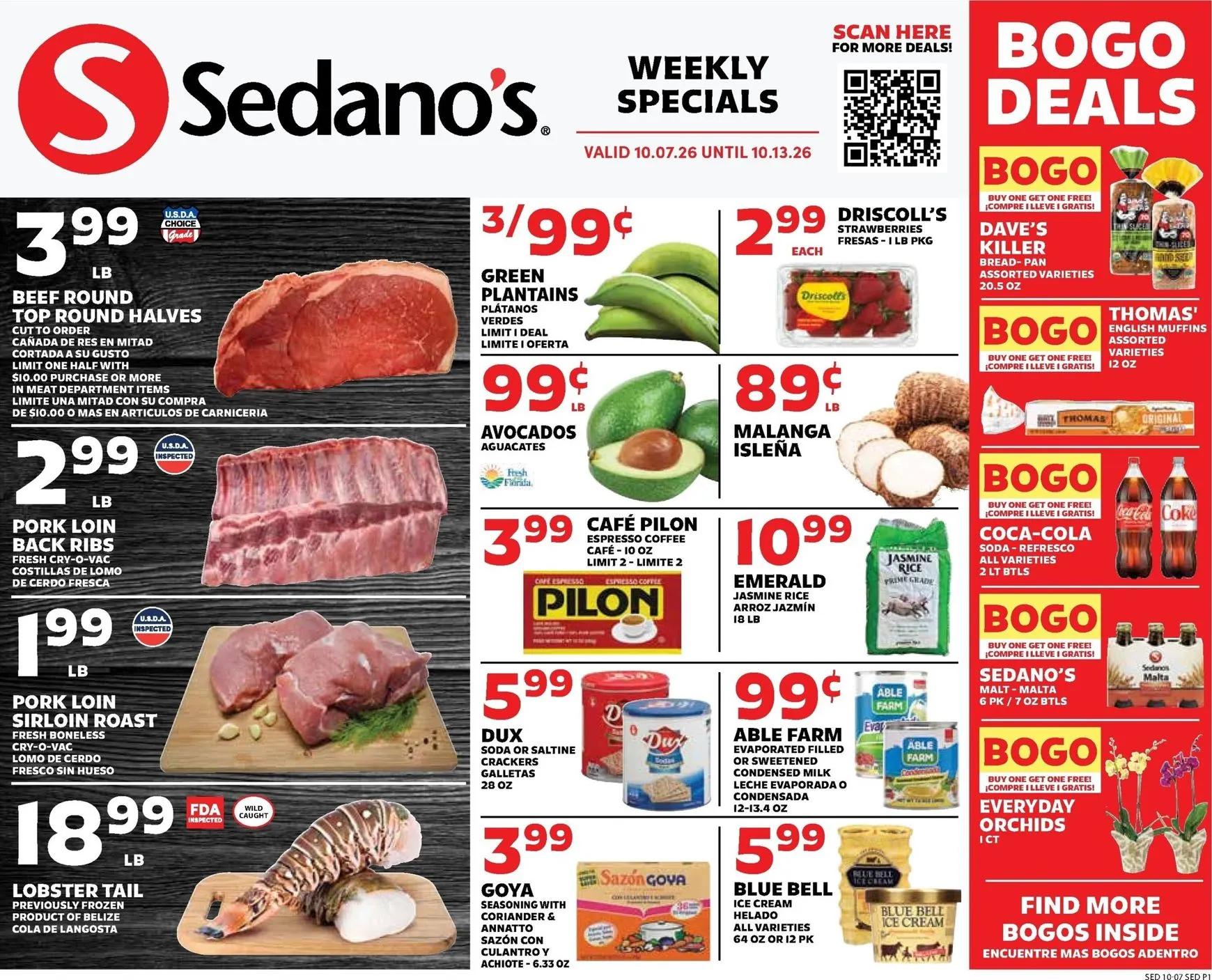 Weekly promotion Current Sedano's leaflet valid from Wednesday 10/07/2026 to Tuesday 10/13/2026 spanning from October 7 to October 13 2026 - Page 1 for Catalogue 365