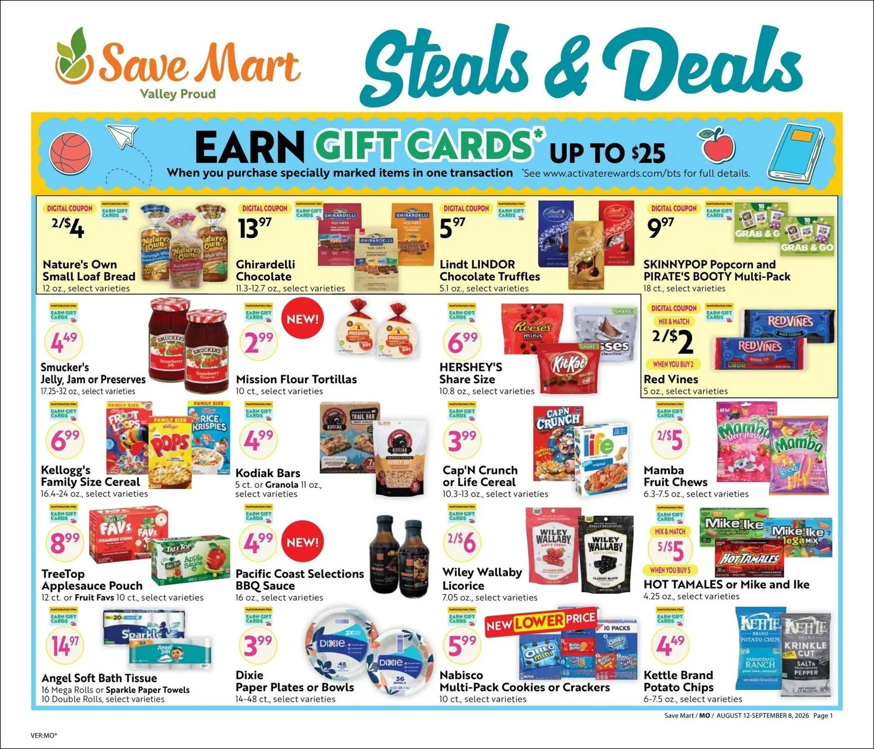 Current Save Mart - Steals & Deals leaflet valid from Wednesday 08/12/2026 to Tuesday 09/08/2026