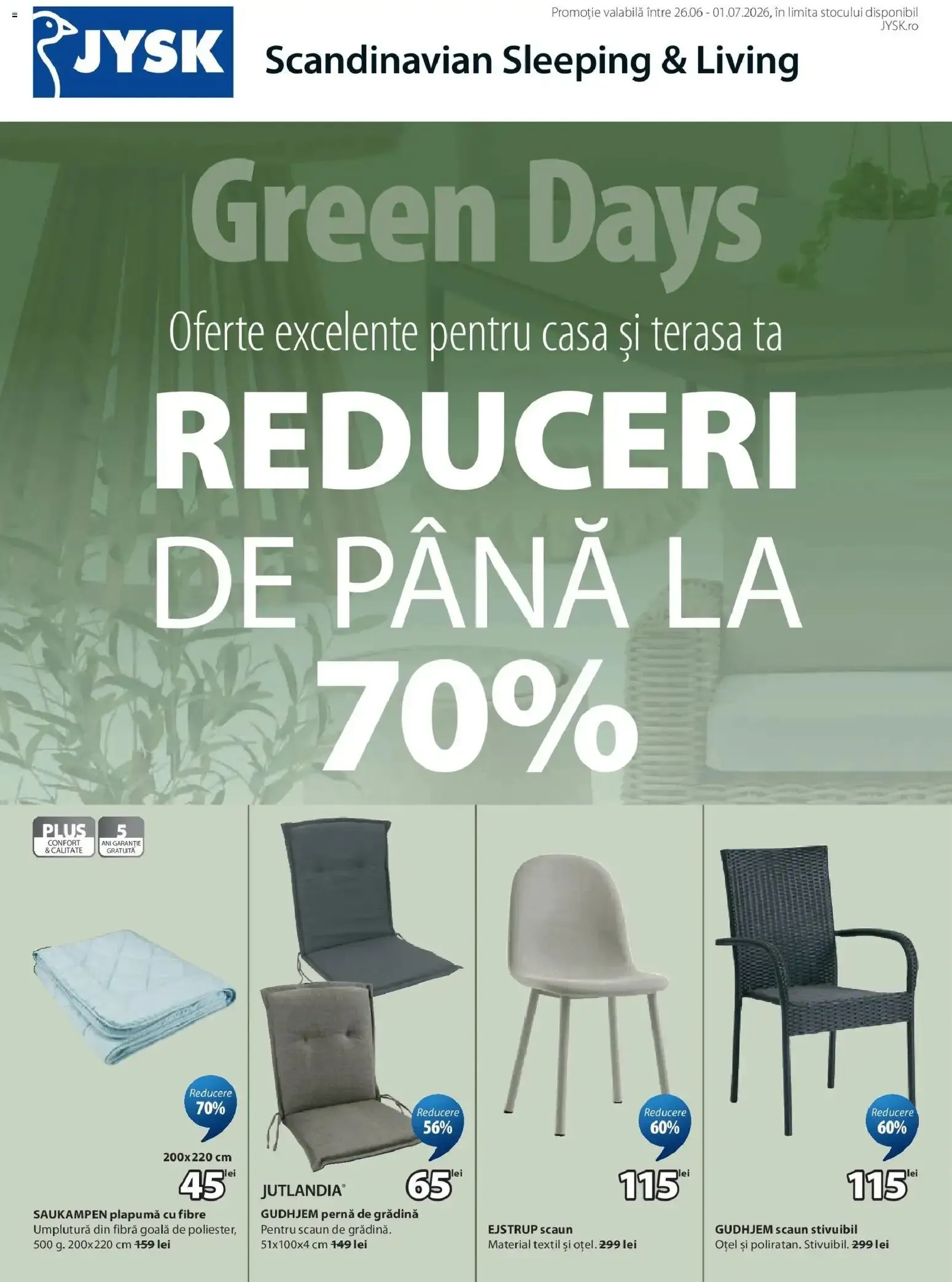 Catalog JYSK Green Days - Reduceri de până la 70% de la 26 iunie până la 1 iulie 2026 - Revista Pagina 1