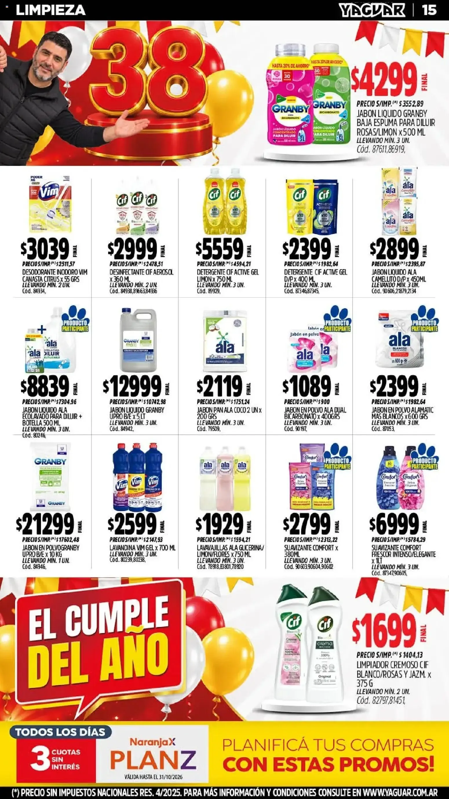 Ofertas de Mayorista Yaguar: El Cumple del Año 38 19 de octubre al 25 de octubre 2026 - Página 17 del catálogo