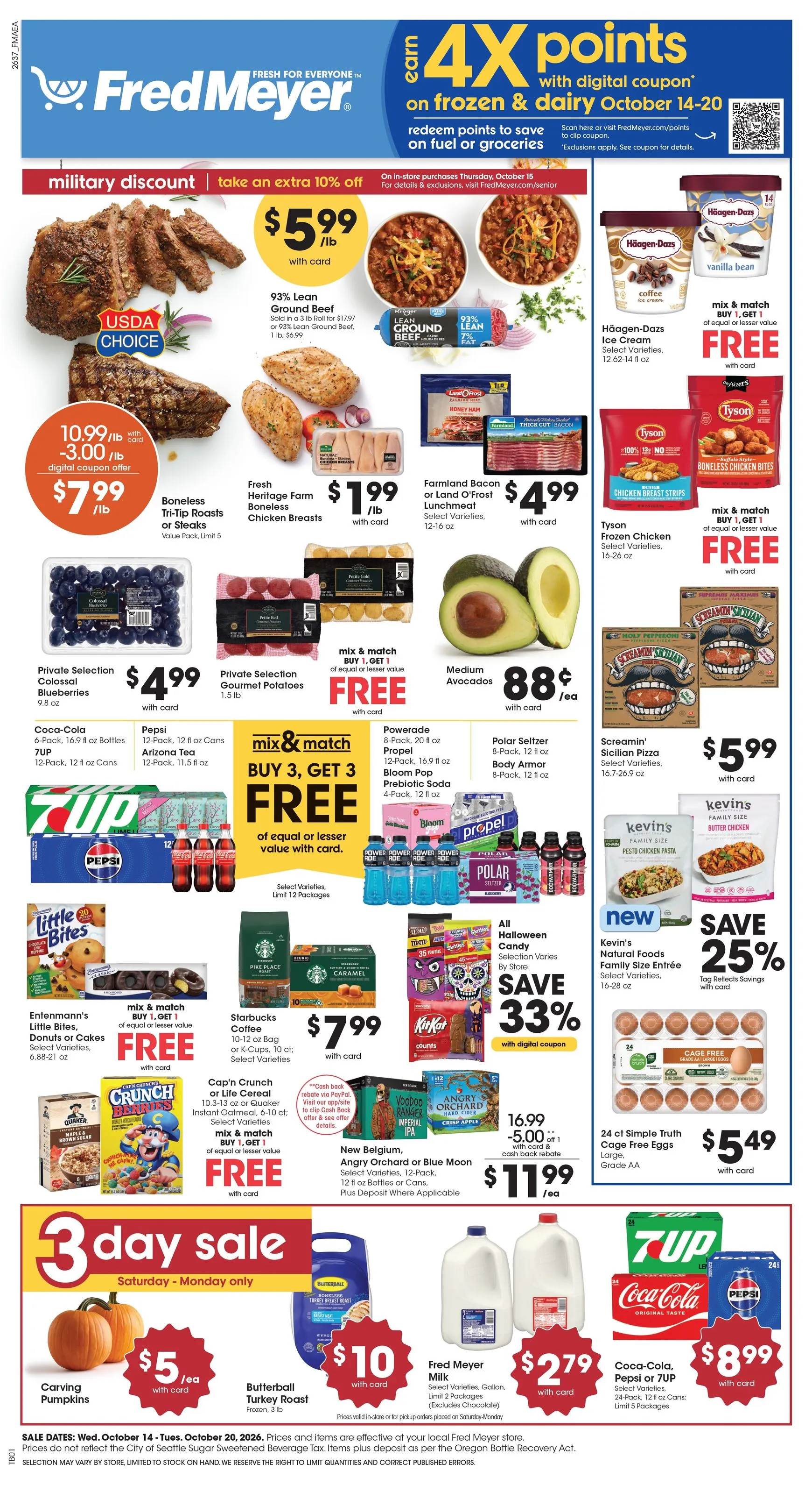 Current Fred Meyer leaflet valid from Wednesday 10/14/2026 to Tuesday 10/20/2026