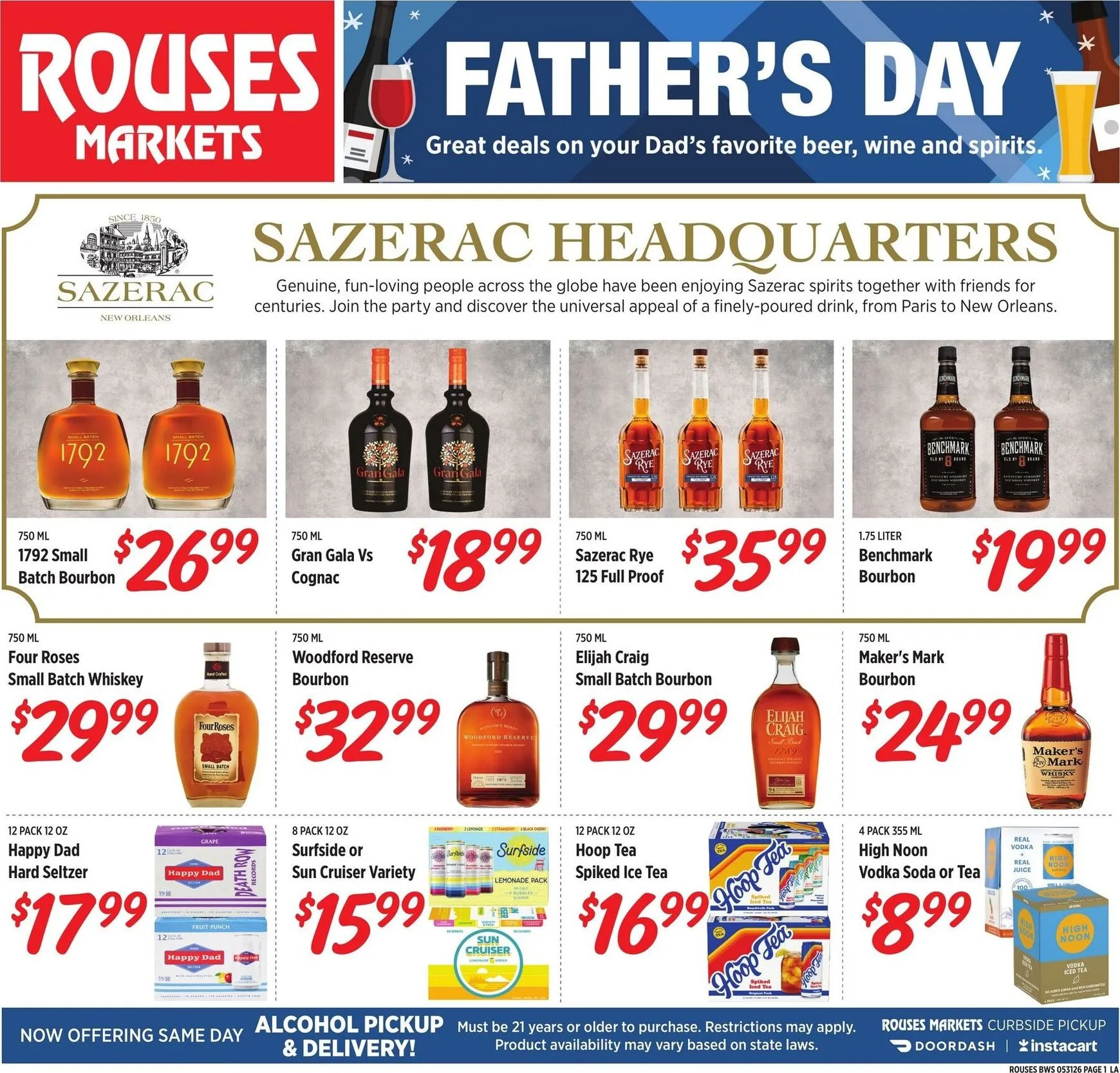 Weekly ad Rouses Markets Father's Day Alcohol Specials from May 27 to July 1 2026 - Page 1