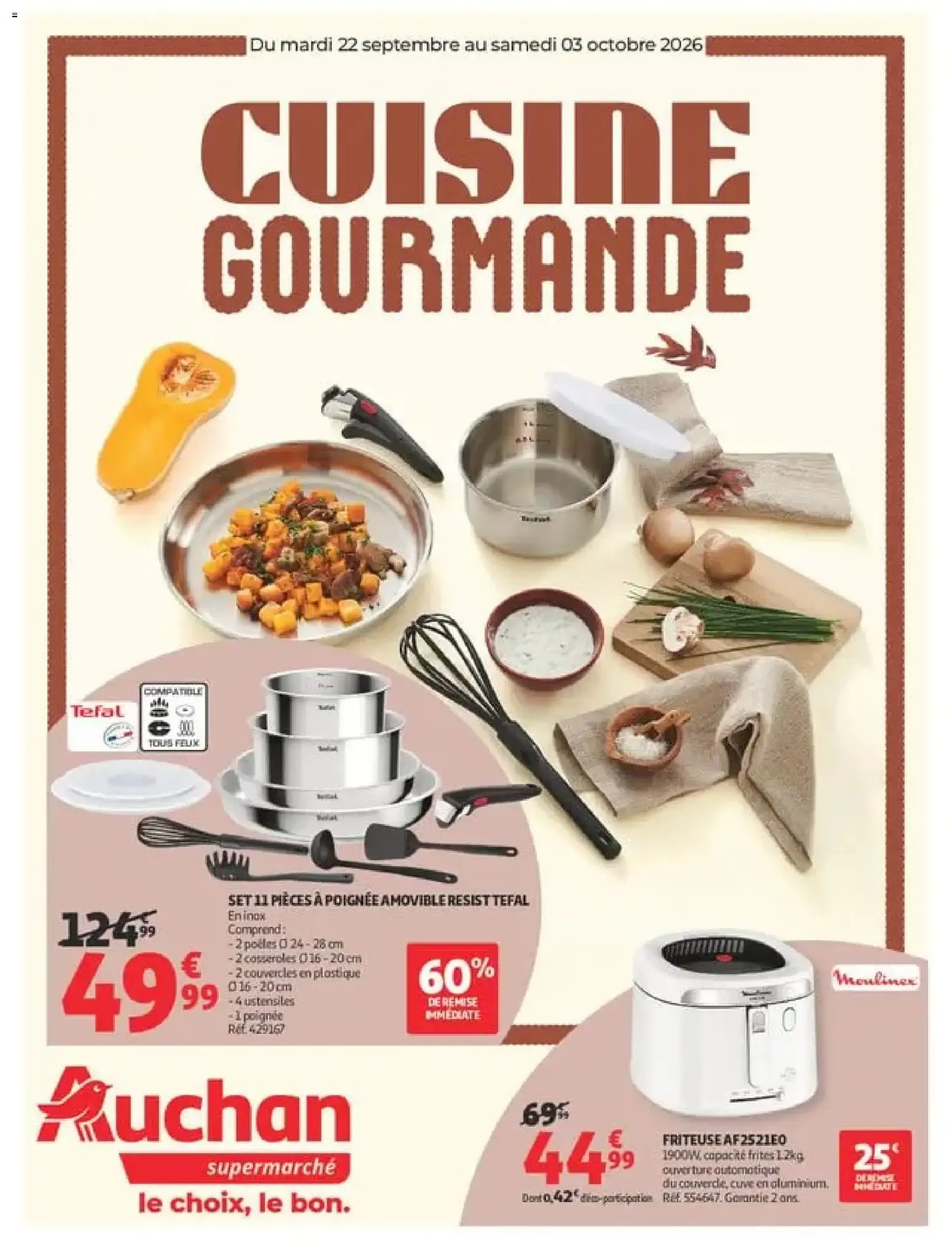 Auchan Cuisine gourmande supers à partir du 22/09/2026 - promo en ligne du 22 septembre au 3 octobre 2026 - Catalogue page 1