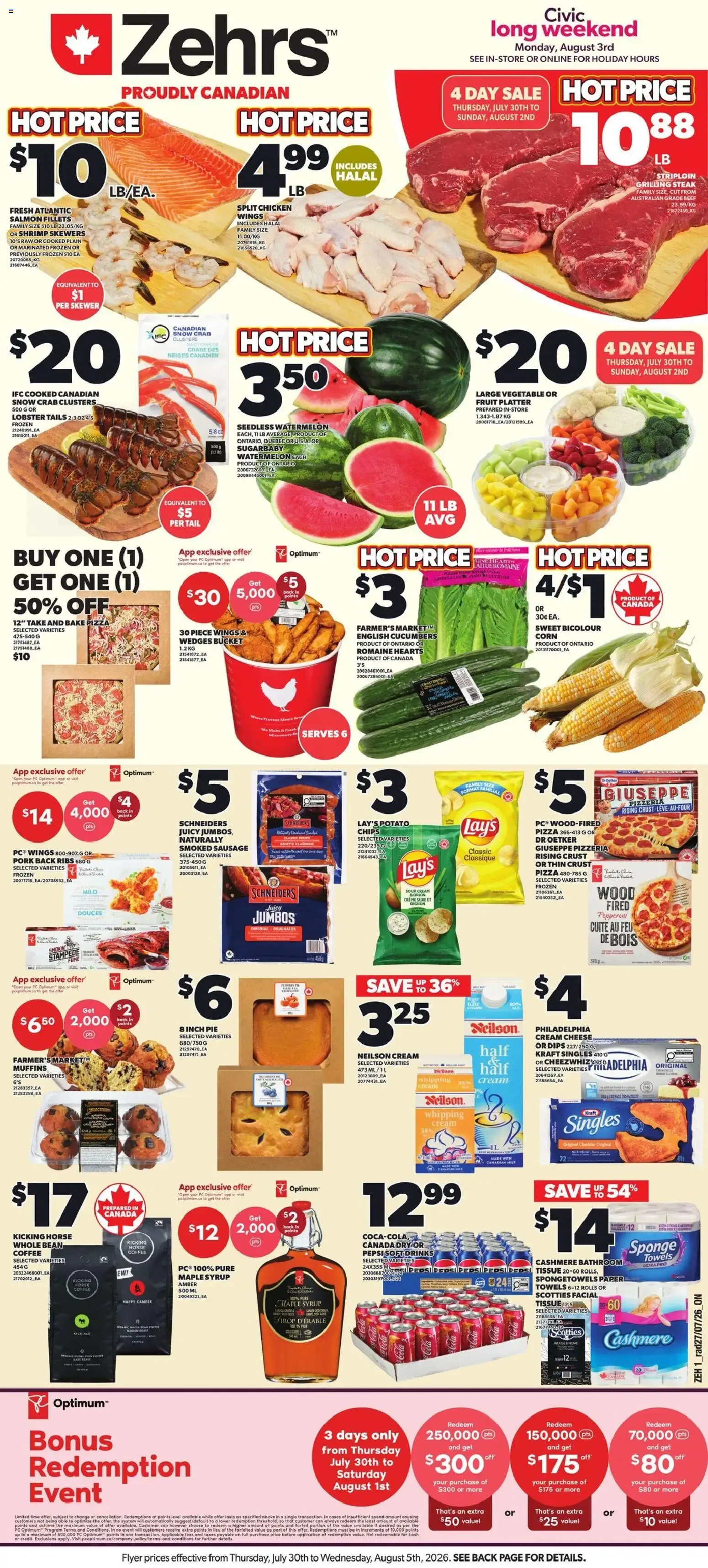 Zehrs weekly flyer / circulaire from Jul 30, 2026 > weekly specials & deals from July 30 to August 5 2026 - flyer page 1