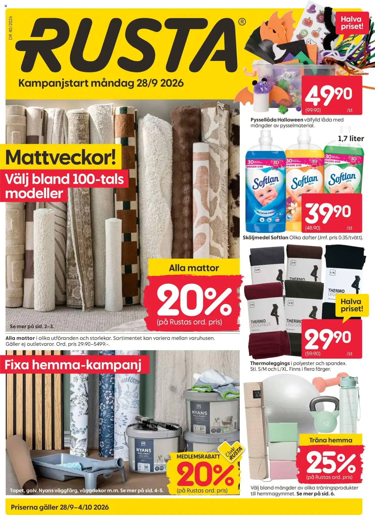 Rusta erbjudanden från 28/09/2026 - 04/10/2026 > Reklamblad nuvarande rabatter