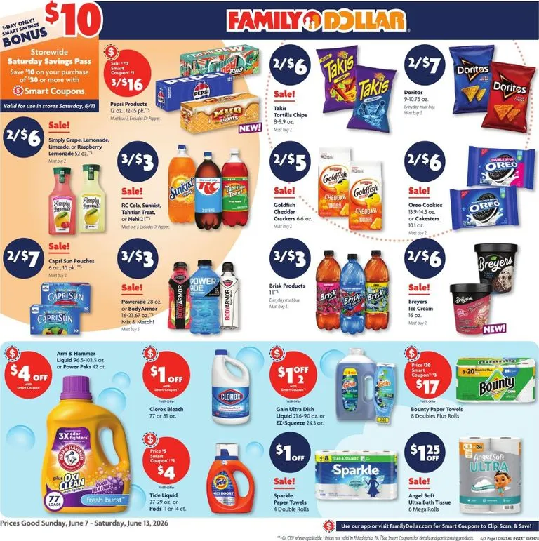 Weekly ad Current Family Dollar leaflet valid from Sunday 06/07/2026 to Saturday 06/13/2026 from June 7 to June 13 2026 - Page 1