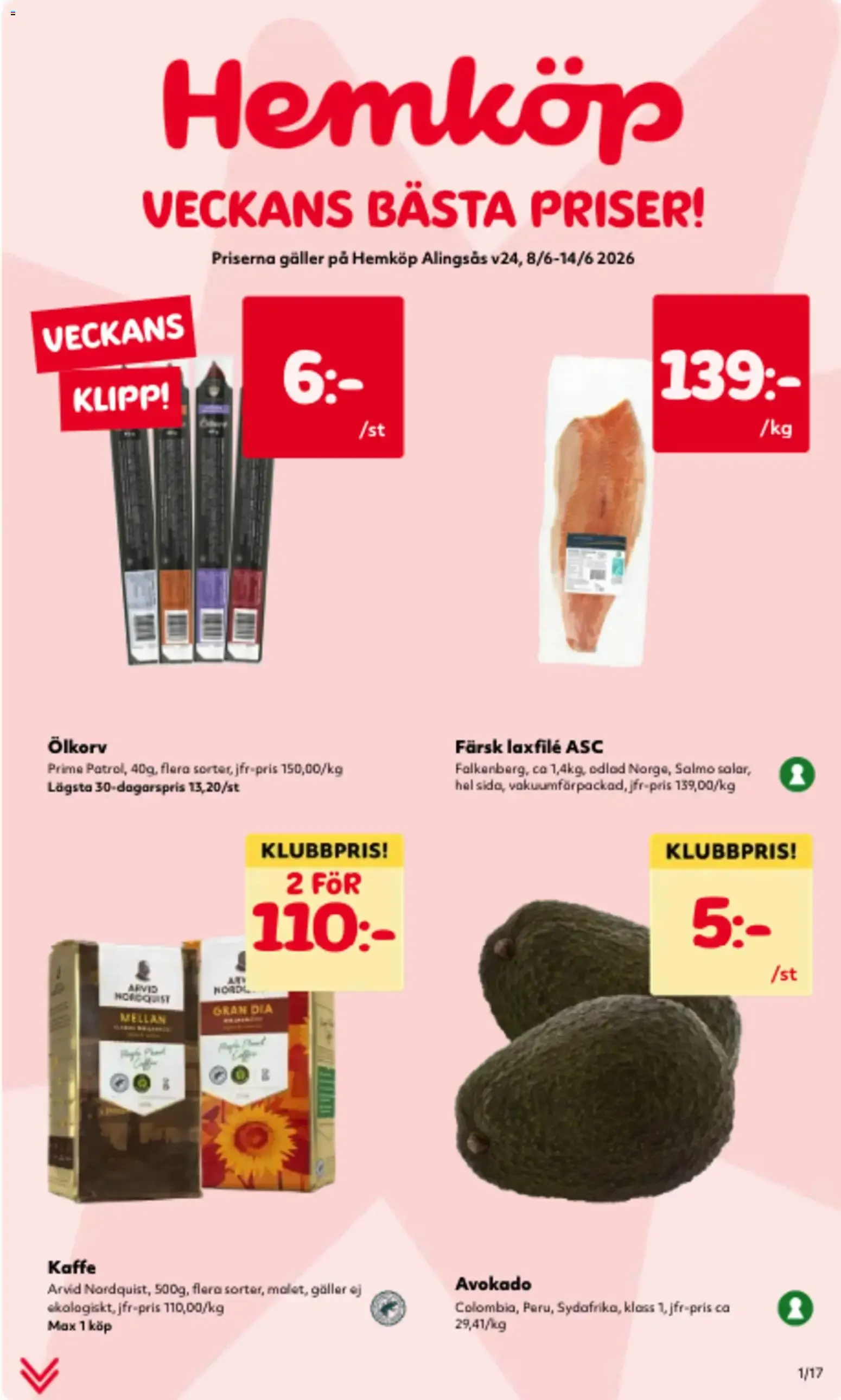 Hemköp VECKANS BÄSTA PRISER! från 8 juni till 14 juni 2026 - Reklamblad sidor 1