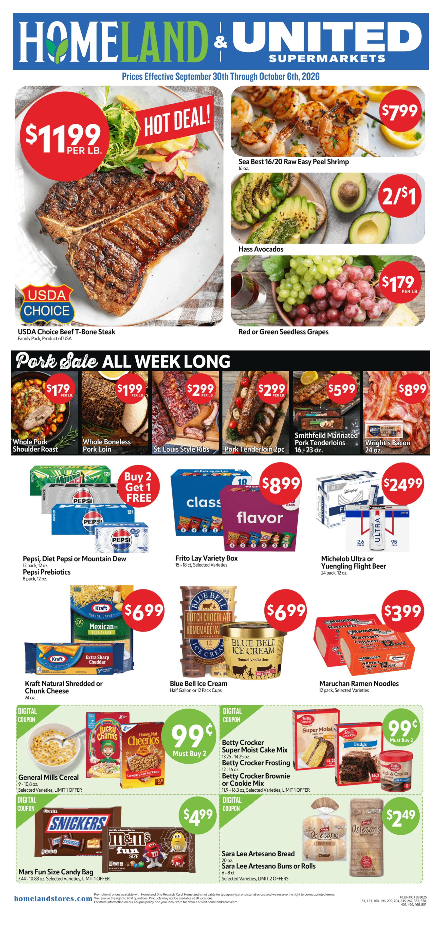 Weekly ad Current Homeland Stores leaflet valid from Wednesday 09/30/2026 to Tuesday 10/06/2026 from September 30 to October 6 2026 - Page 1