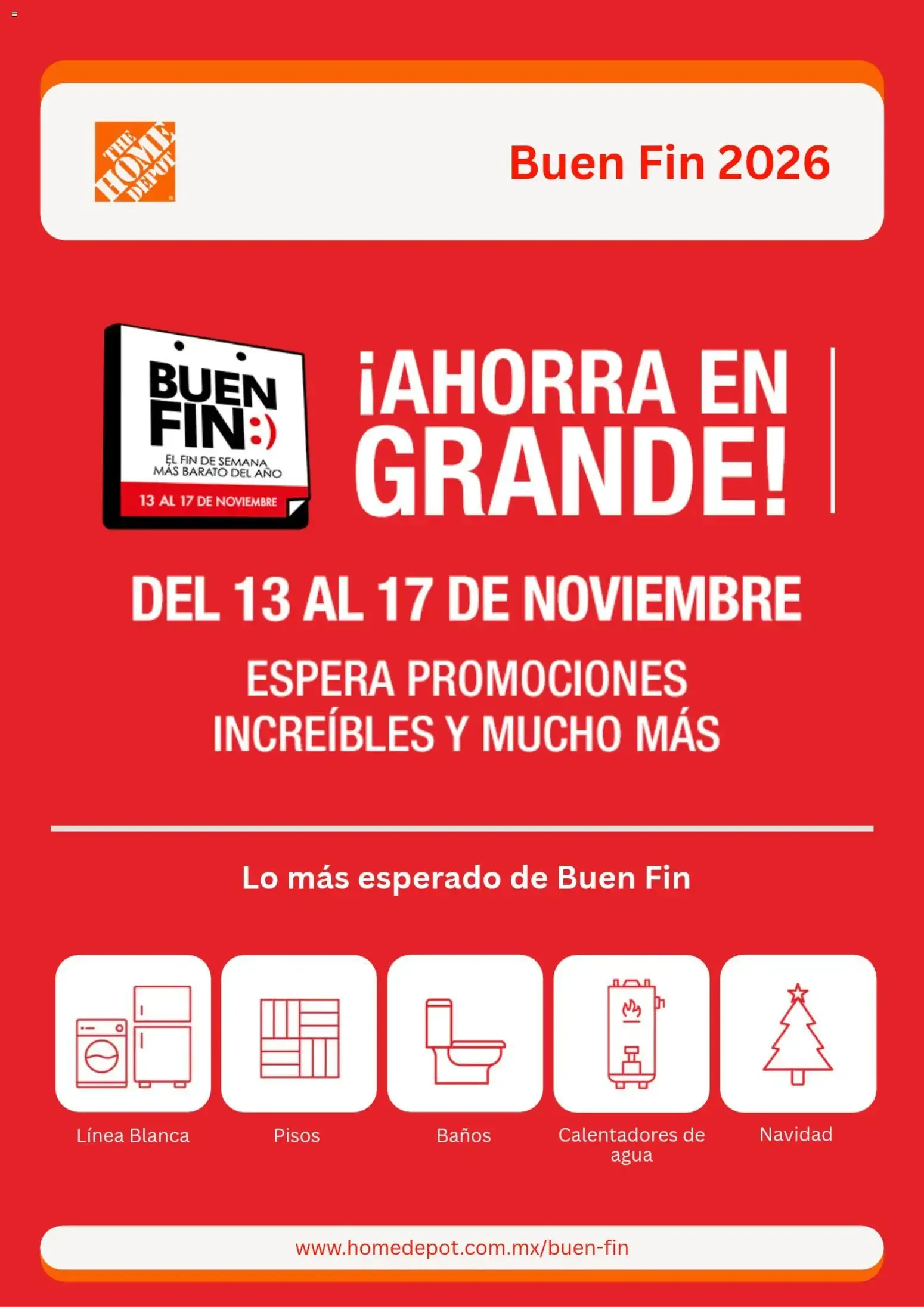 Catálogo de Home Depot Buen Fin 2026 13 de noviembre al 17 de noviembre 2026 - Pagina 1