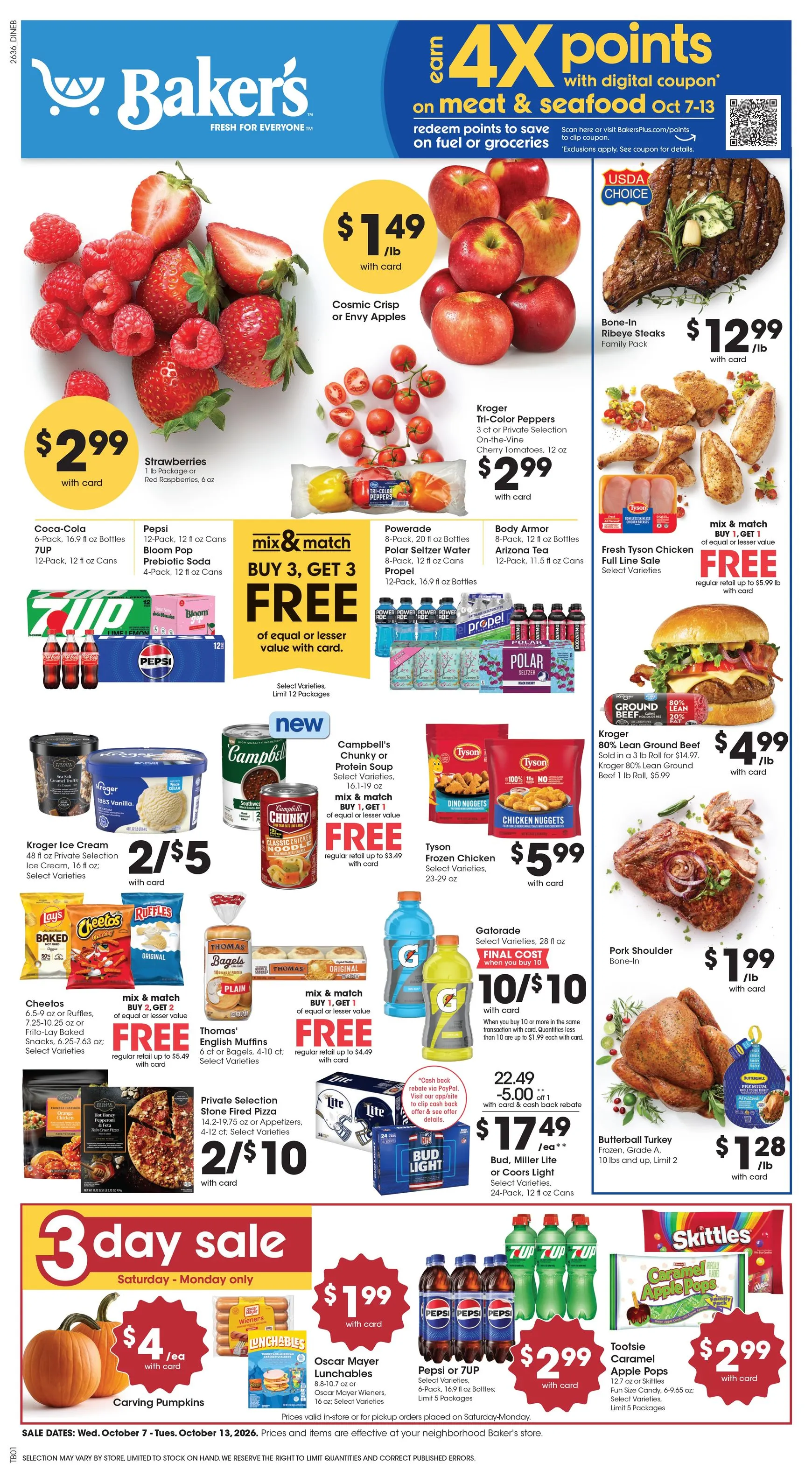 Weekly promotion Current Baker's leaflet valid from Wednesday 10/07/2026 to Tuesday 10/13/2026 spanning from October 7 to October 13 2026 - Page 1 for Catalogue 365