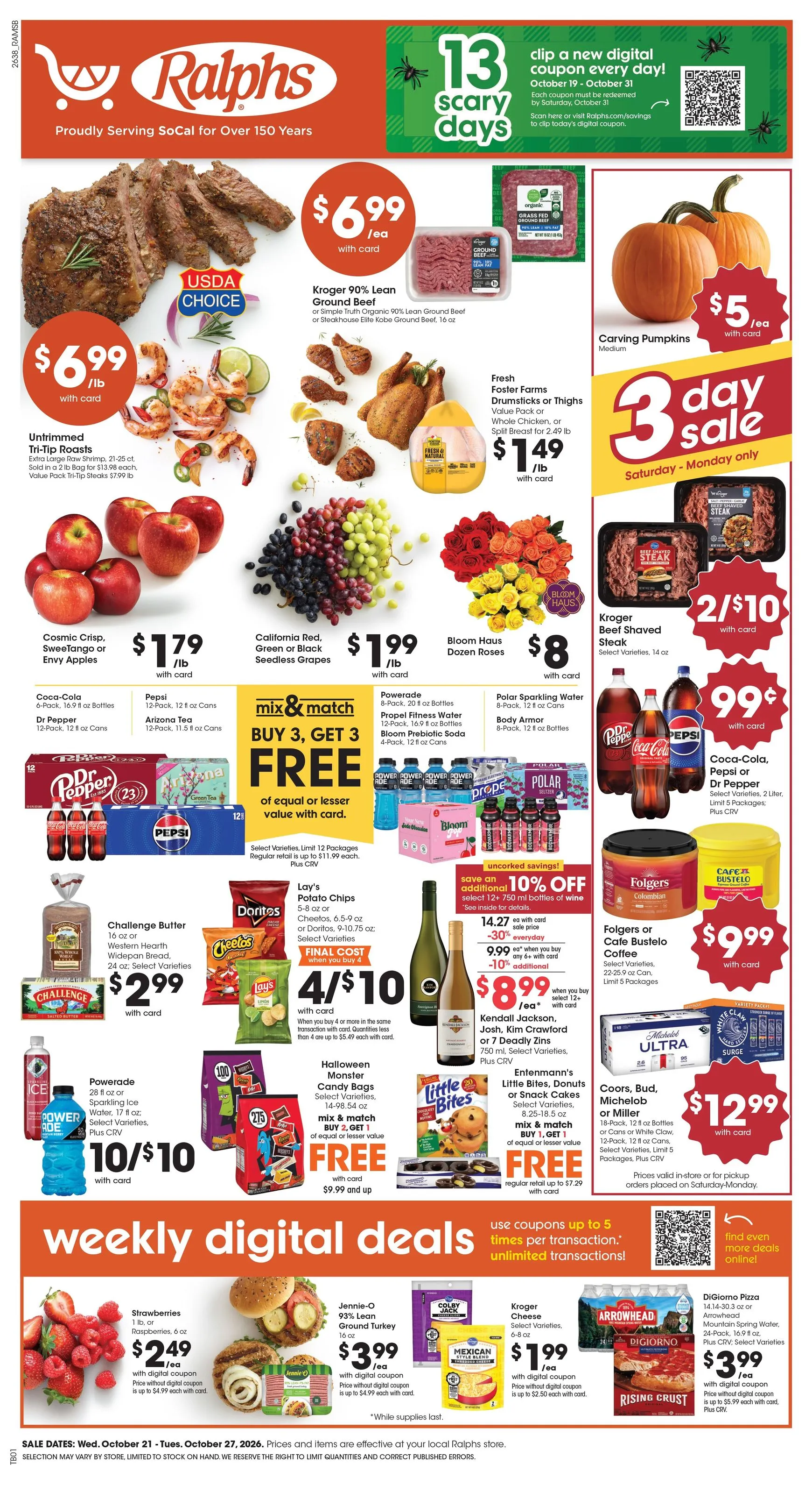 Weekly promotion Current Ralphs leaflet valid from Wednesday 10/21/2026 to Tuesday 10/27/2026 spanning from October 21 to October 27 2026 - Page 1 for Catalogue 365