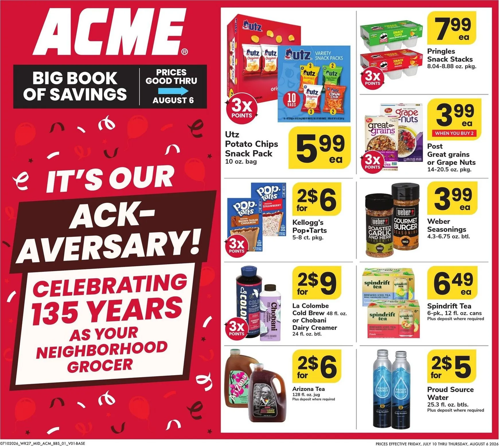 Weekly ad Current ACME - Big book of savings leaflet valid from Friday 07/10/2026 to Thursday 08/06/2026 from July 10 to August 6 2026 - Page 1