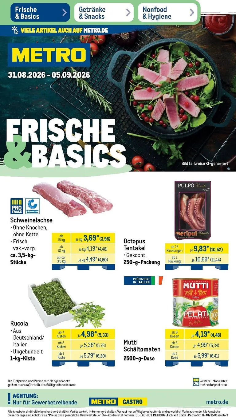 Metro Prospekt – von Montag 31.08.2026 bis Samstag 05.09.2026 von 31. August bis 5. September 2026 - Prospekt seite 1