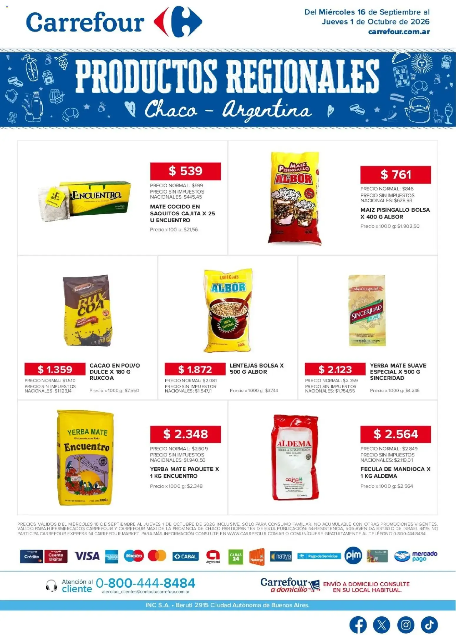 Ofertas de Carrefour - Regionales | Chaco || del 16/09/2026 - 01/10/2026 || Promociones 16 de septiembre al 1 de octubre 2026 - Página 1 del catálogo