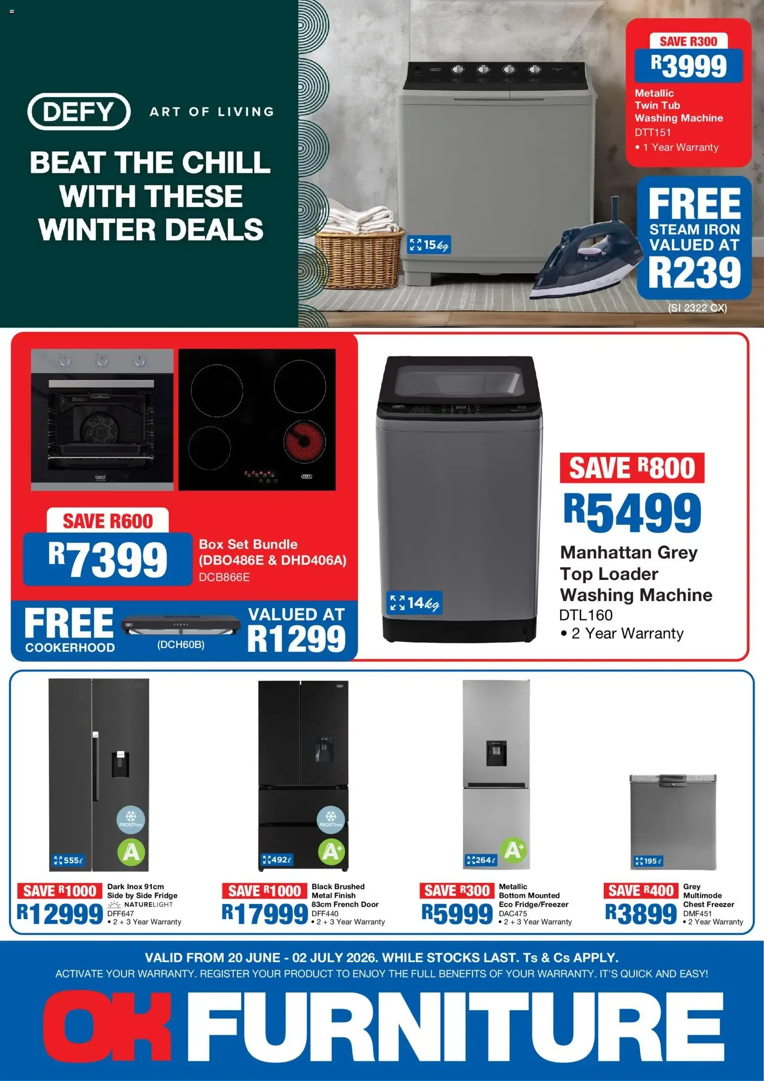 OK Furniture - Defy: Beat the Chill with Winter Deals on Appliances from 20 June to 2 July 2026 - Catalogue Page 1