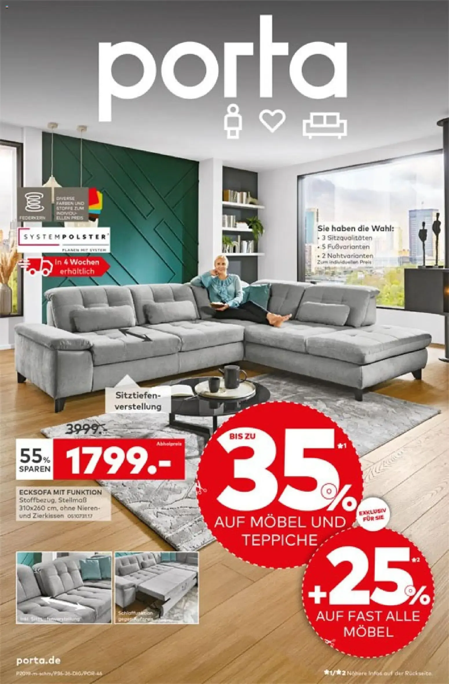 Porta! Prospekt Bis zu 35% auf Möbel und Teppiche (ab 04.10.2026) zum Blättern von 4. Oktober bis 18. Oktober 2026 - Prospekt seite 1