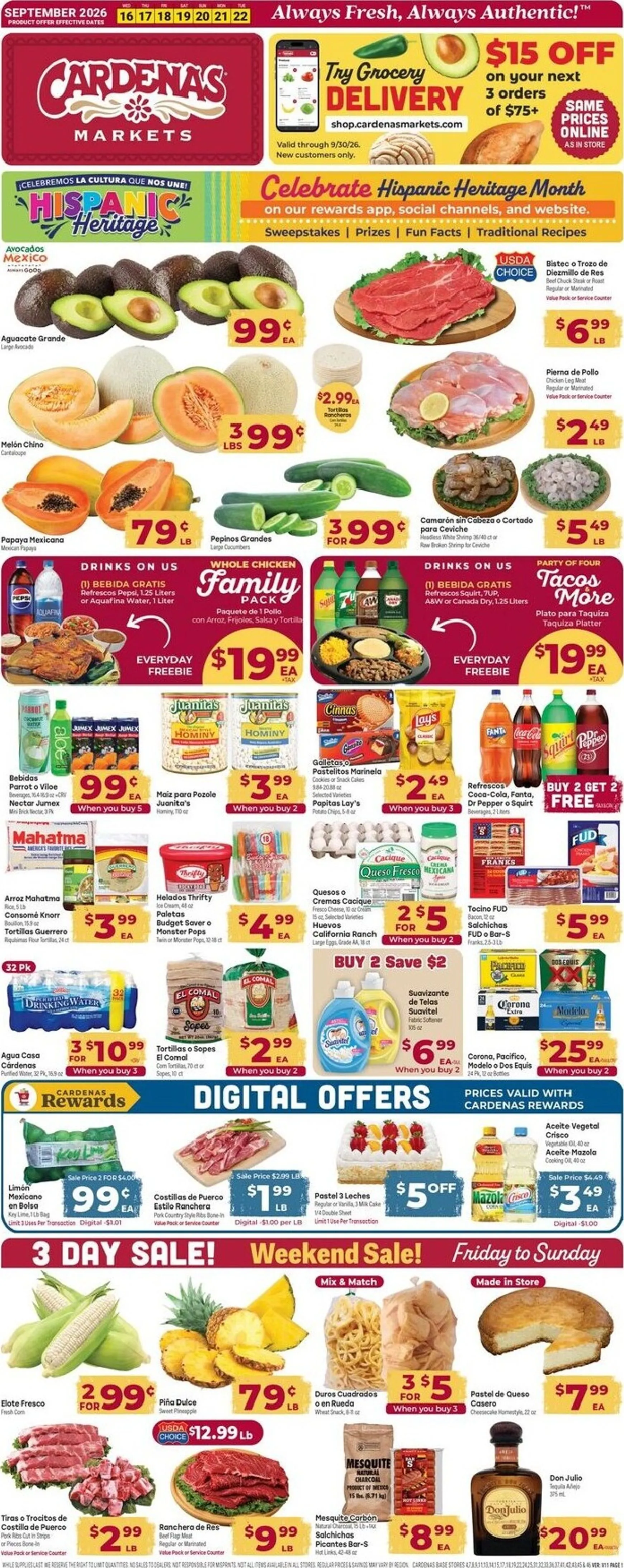 Current Cardenas Markets leaflet valid from Wednesday 09/16/2026 to Tuesday 09/22/2026