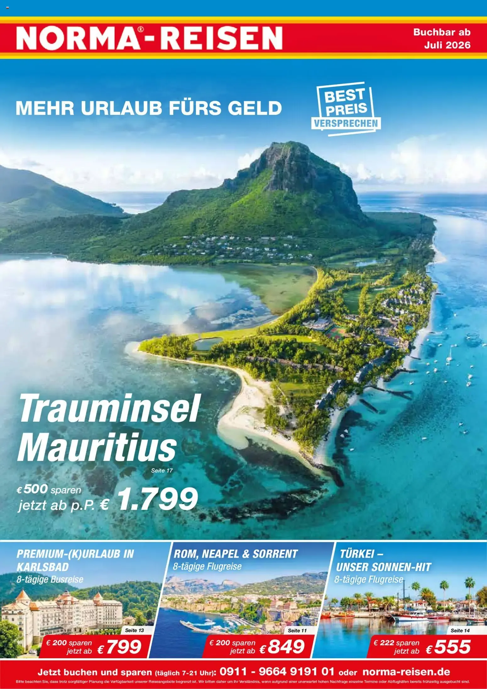 Norma-Reisen: Ofertas de Viaje - Isla Mauricio von 1. Juli bis 31. Juli 2026 - Prospekt seite 1