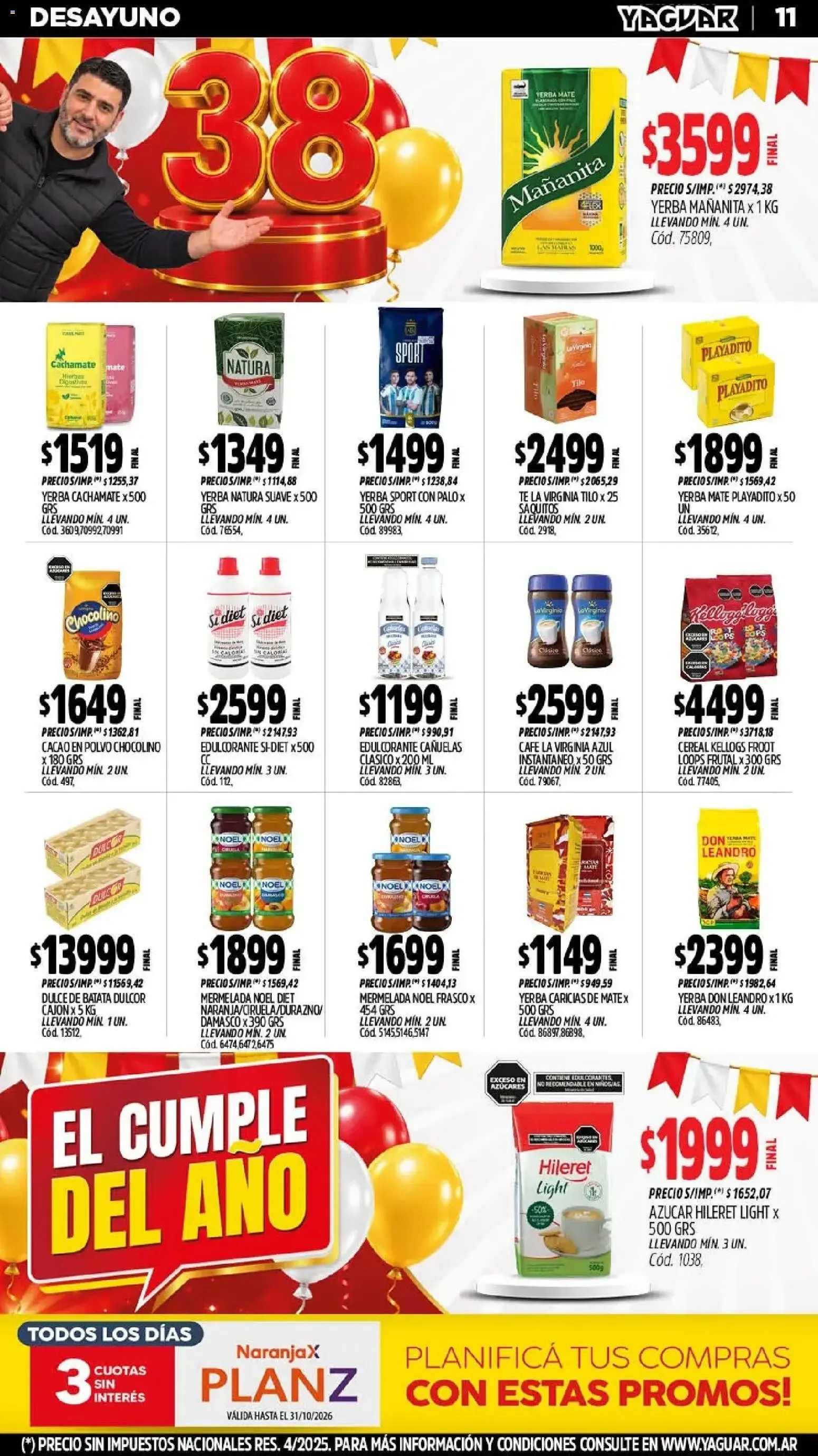 Ofertas de Mayorista Yaguar - El Cumple del Año 38 26 de octubre al 31 de octubre 2026 - Página 11 del catálogo