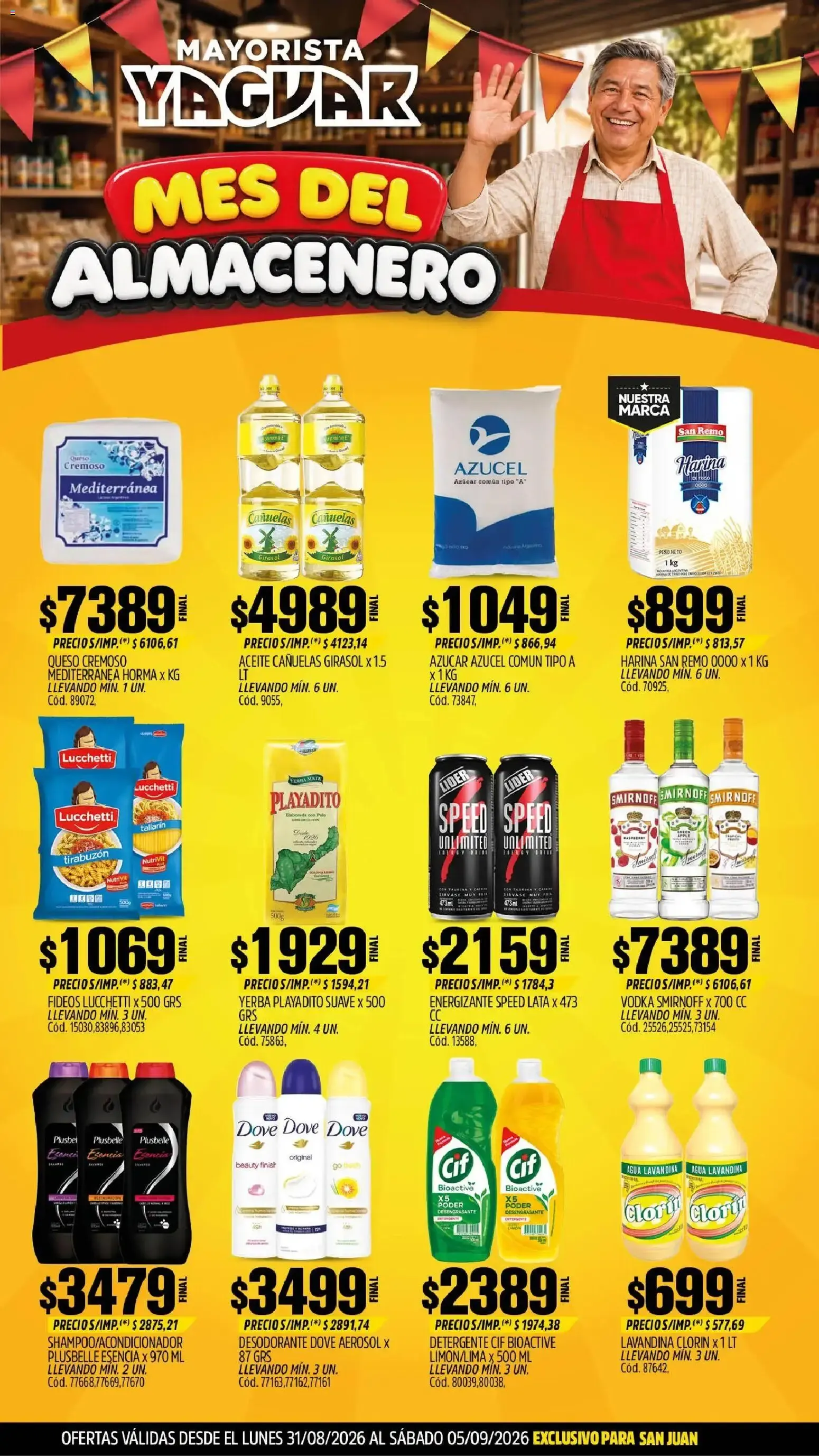 Ofertas de Mayorista Yaguar - Mes del Almacenero - San Juan 31 de agosto al 5 de septiembre 2026 - Página 1 del catálogo