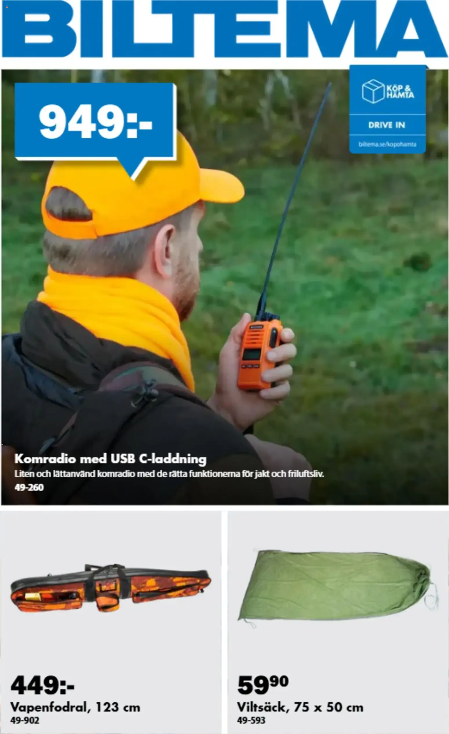 Biltema erbjudanden jakt från 19/08/2026 - 31/10/2026 > Reklamblad nuvarande rabatter från 19 augusti till 31 oktober 2026 - Reklamblad sidor 1