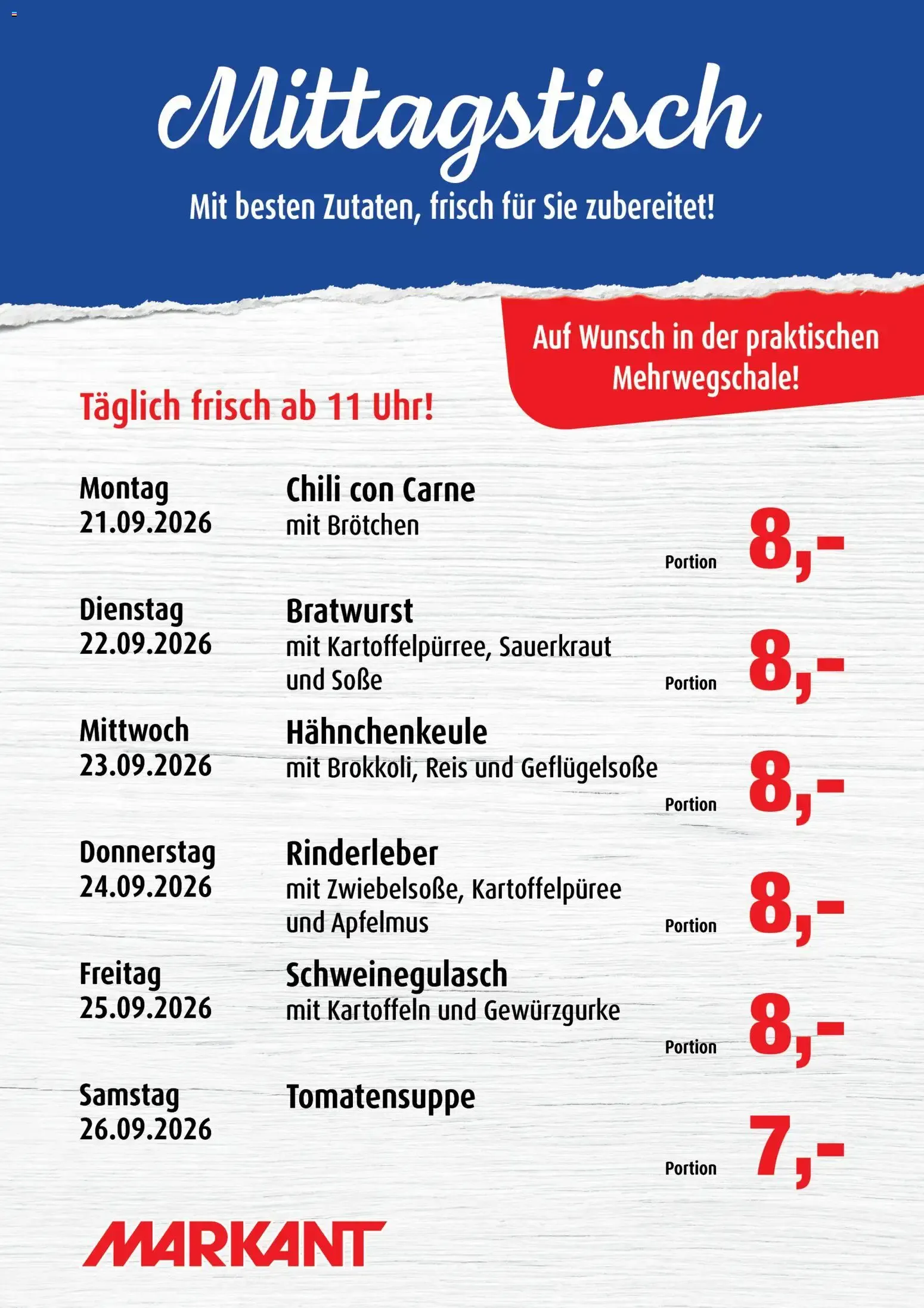 Markant Mittagstisch (ab 21.09.2026) zum Blättern
