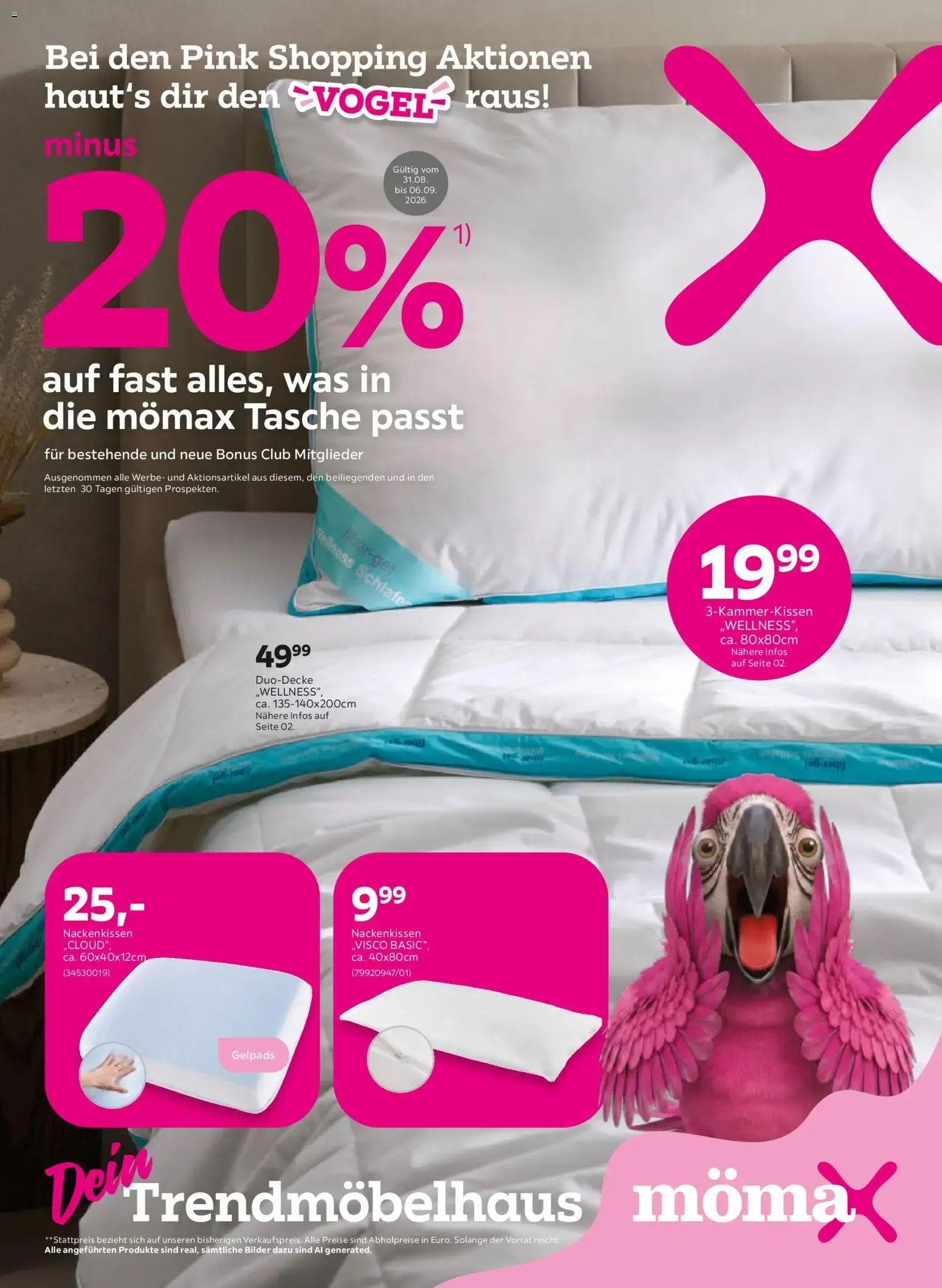 Mömax Pink Shopping Aktionen von 31. August bis 6. September 2026 - Prospekt seite 1
