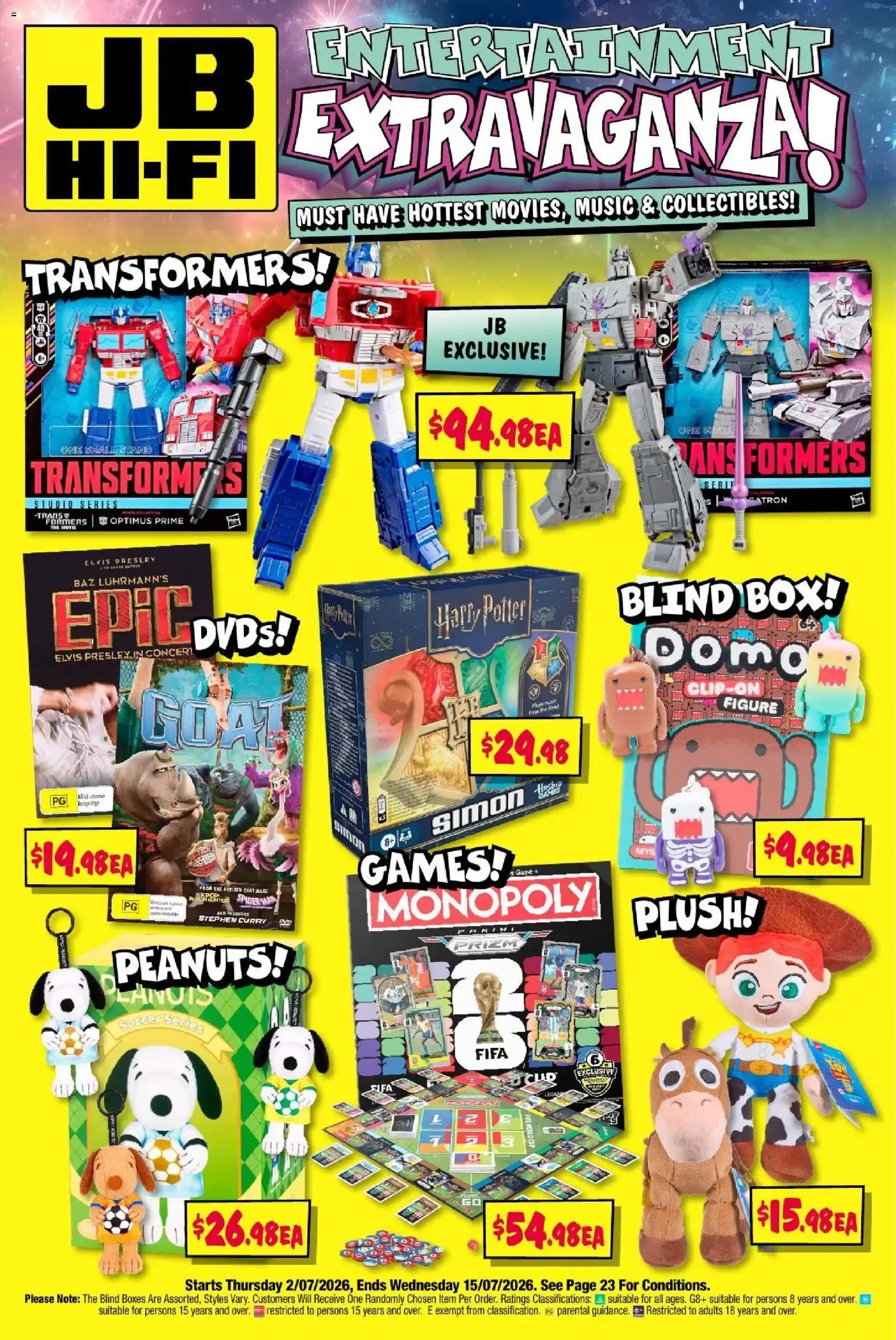 JB Hi-Fi Entertainment Extravaganza - 02/07/2026 > weekly / monthly specials - Catalogue valid from 2 July to 15 July 2026 - page 1