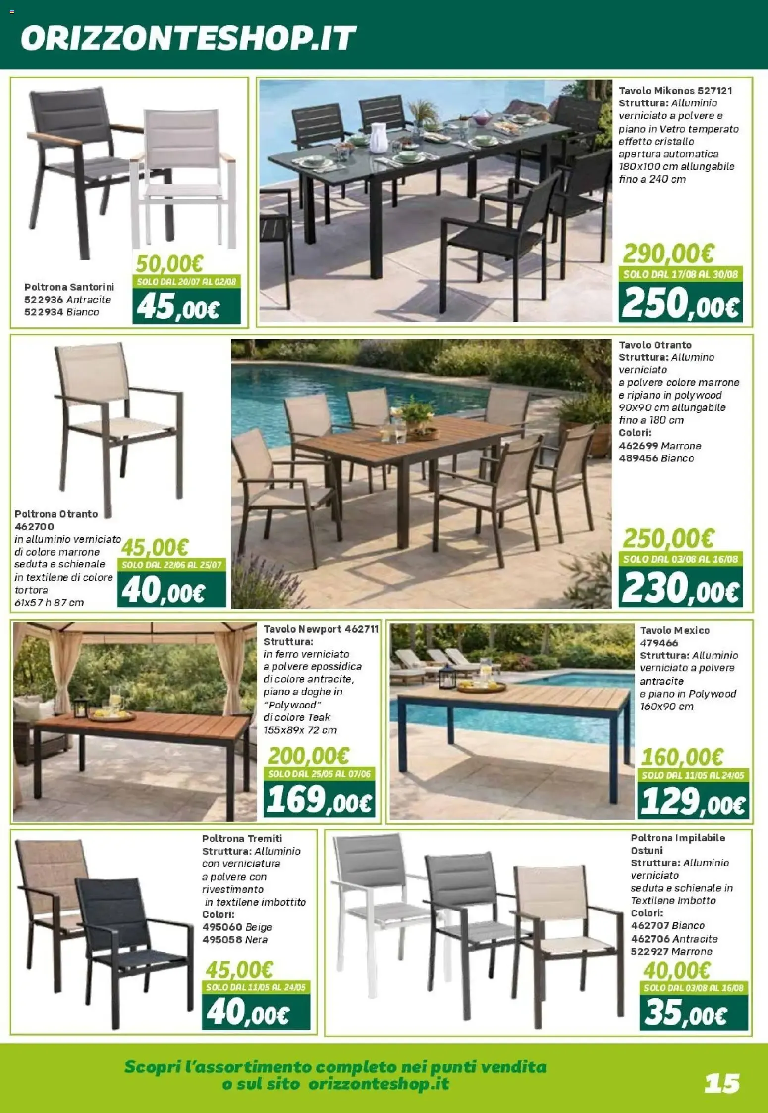 Orizzonte ARREDO GIARDINO CATALOGO 2026 da 24 aprile a 27 settembre di 2026 - Pagina del volantino 15