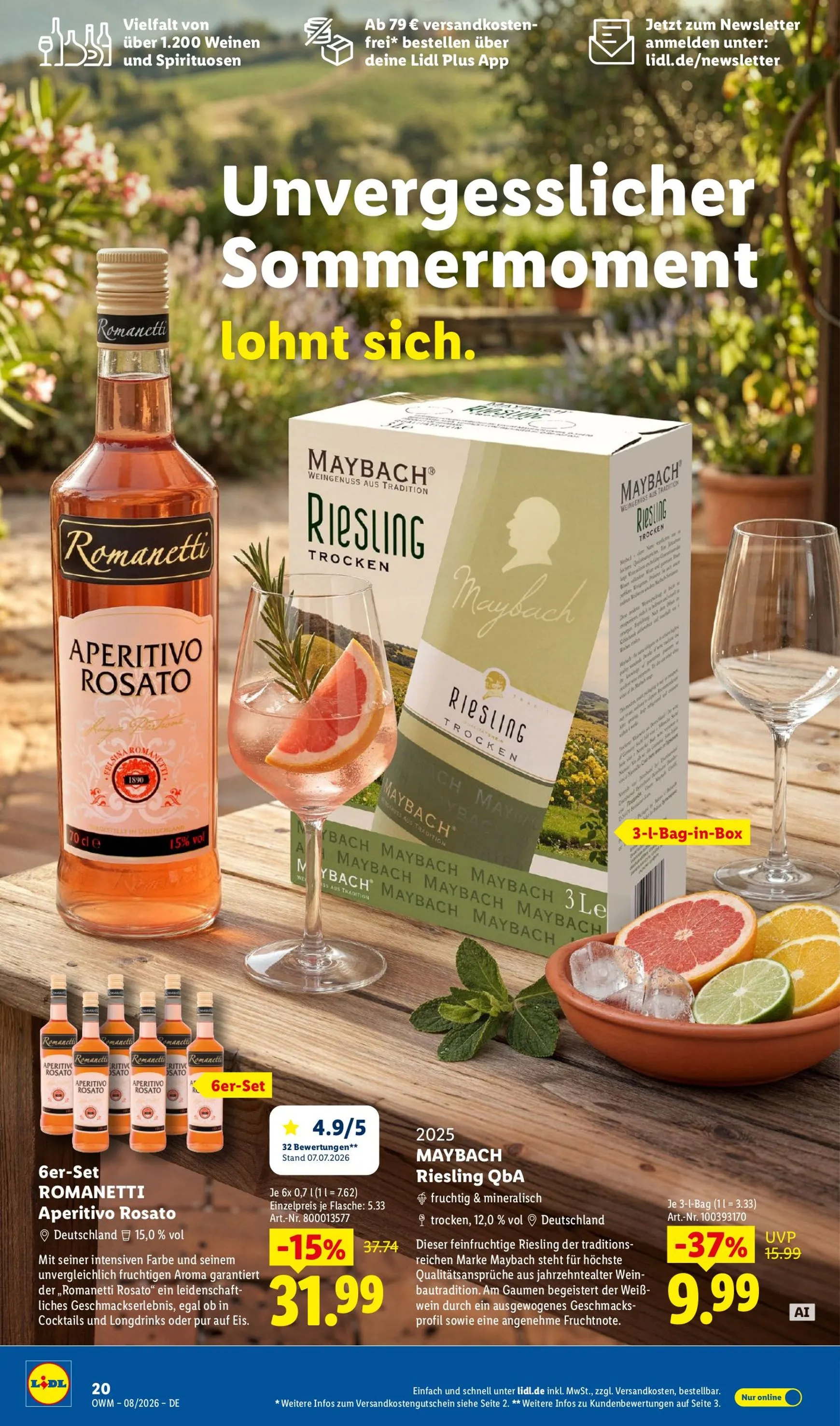 Lidl - Wein & Spirituosen Prospekt – von Samstag 01.08.2026 bis Montag 31.08.2026 von 1. August bis 31. August 2026 - Prospekt seite 20