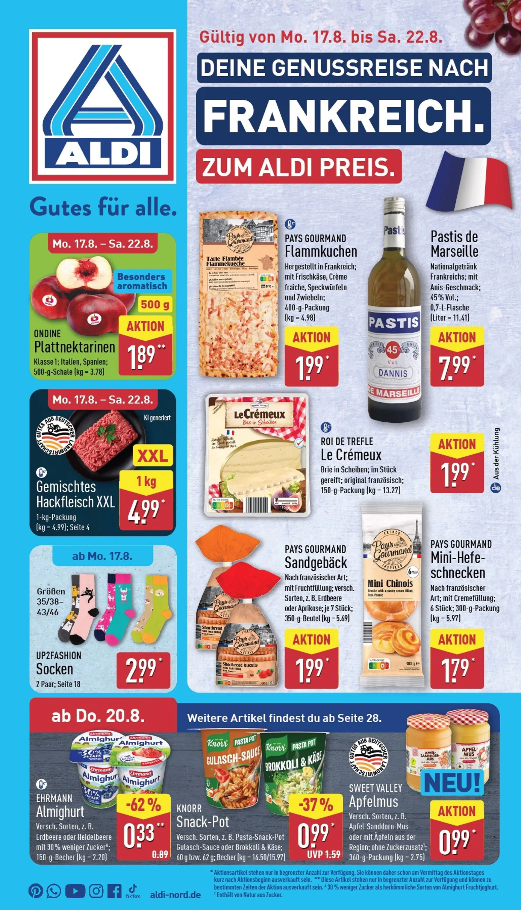 ALDI: Deine Genussreise nach Frankreich von 17. August bis 22. August 2026 - Prospekt seite 1