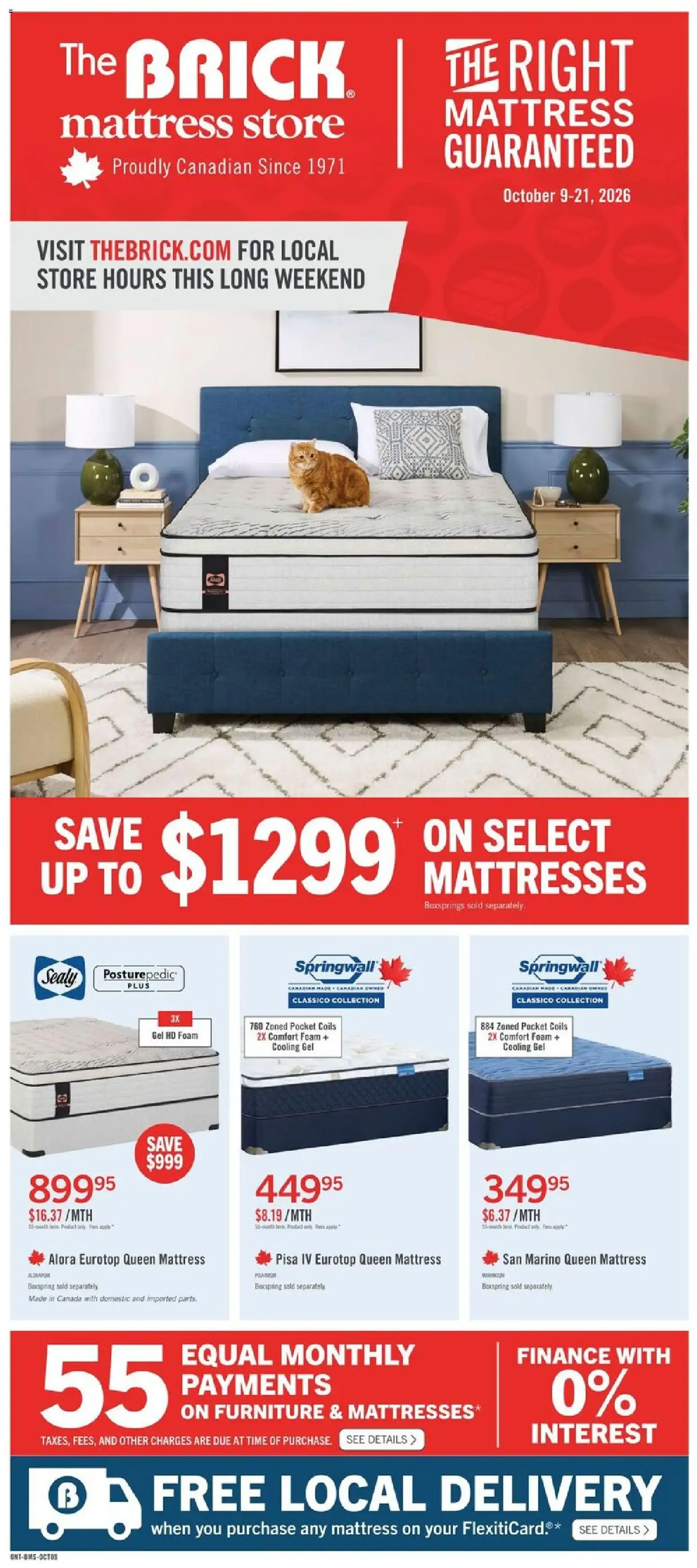 The Brick - Brick Mattress Store from Oct 9, 2026 > weekly specials & deals from October 9 to October 21 2026 - flyer page 1