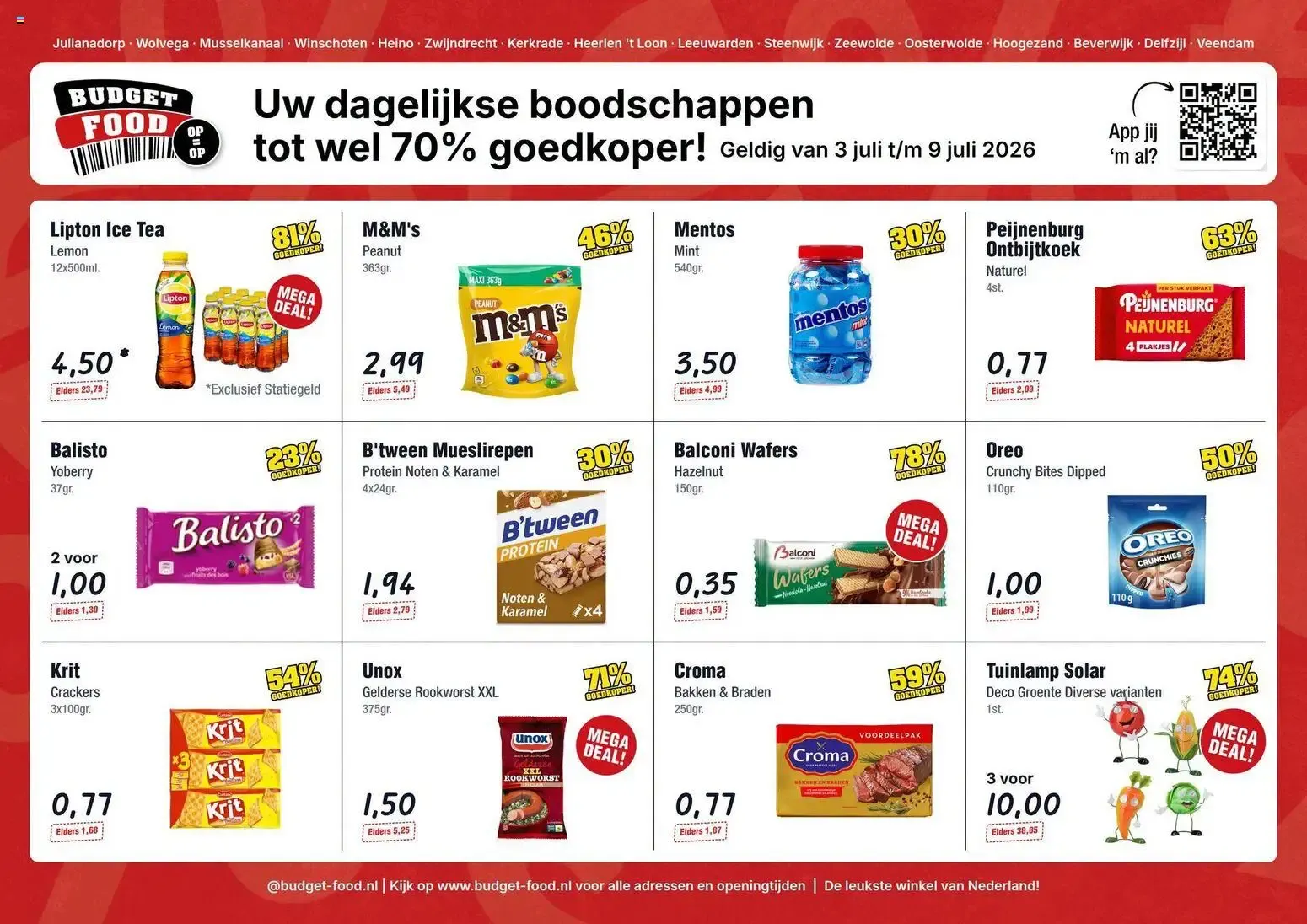 Budget Food: Uw dagelijkse boodschappen tot wel 70% goedkoper! van 3 juli tot 9 juli 2026 - Folder pagina 1