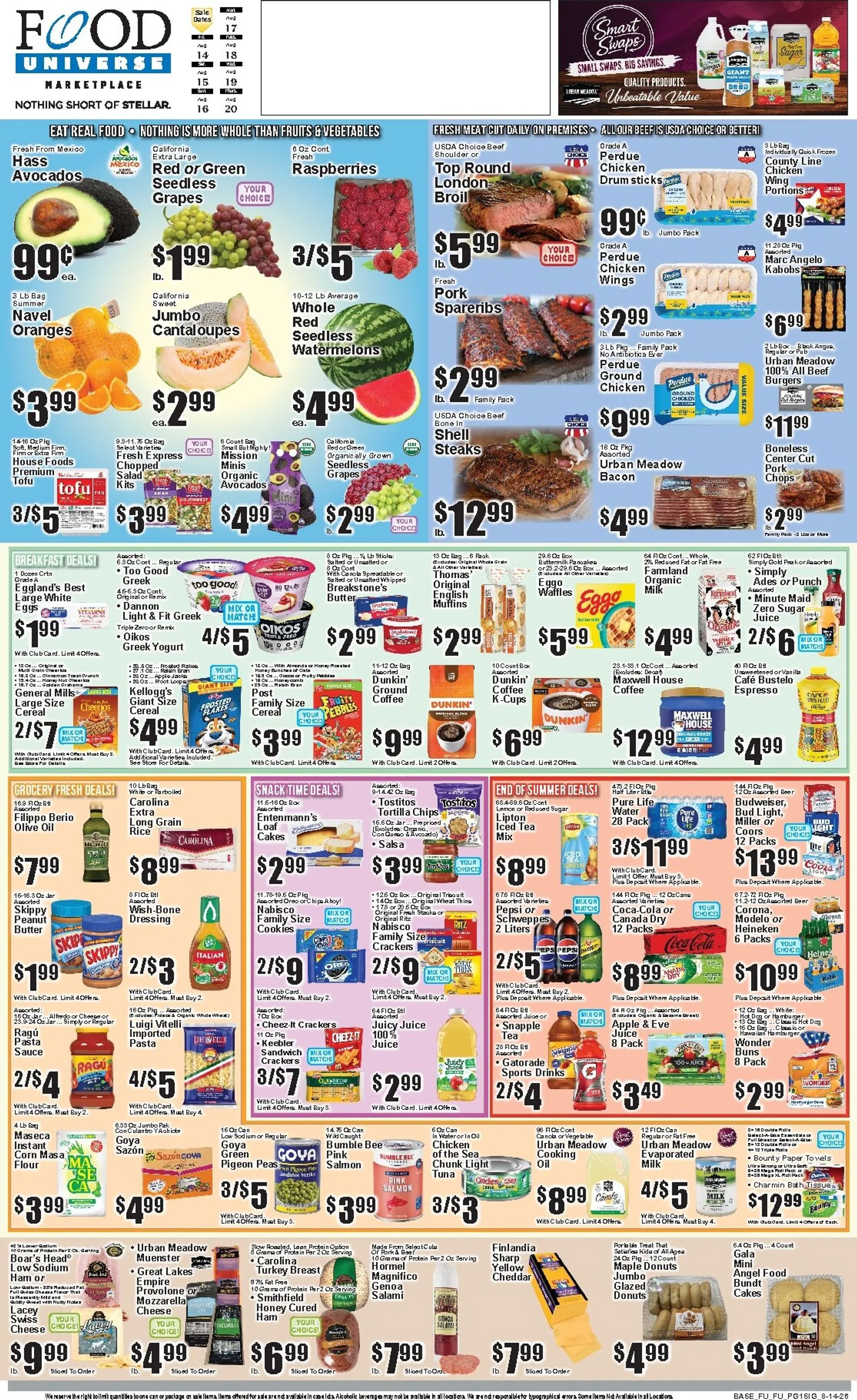 Weekly ad Current Food Universe leaflet valid from Friday 08/14/2026 to Thursday 08/20/2026 from August 14 to August 20 2026 - Page 1