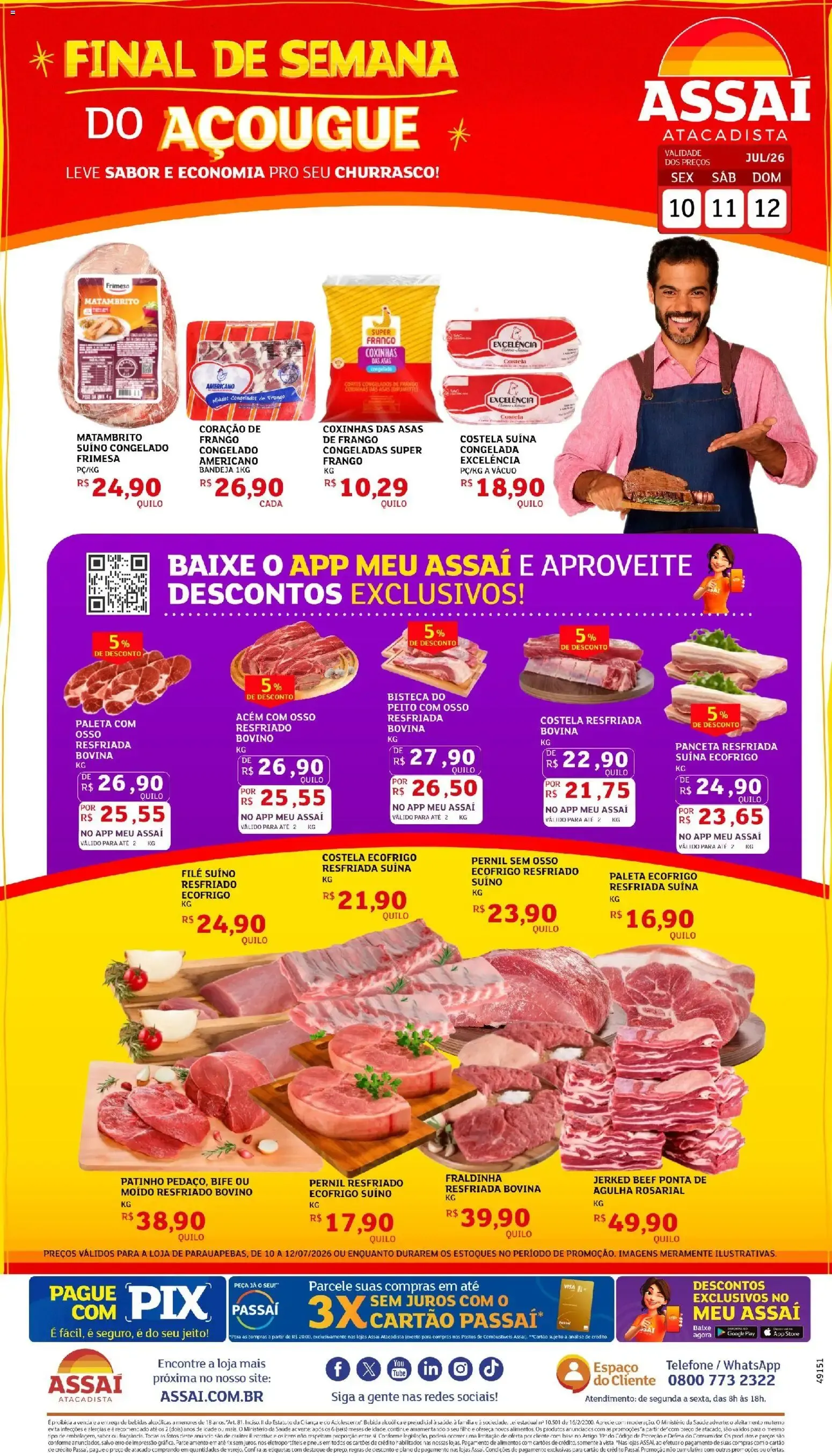 Encarte de Final de Semana do Açougue Assaí Atacadista 10 de julho até 12 de julho 2026 - Pagina 1