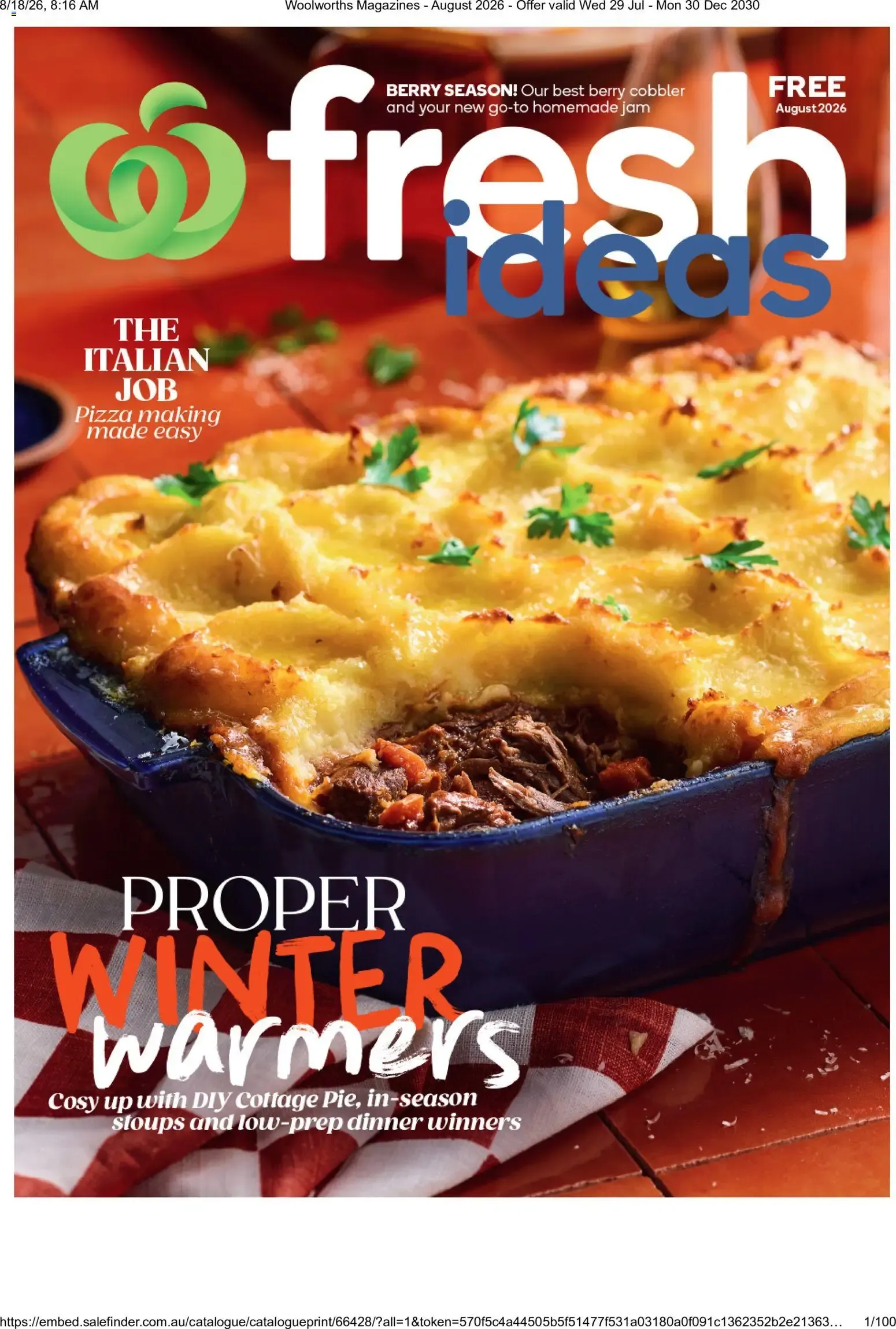 Woolworths Fresh Ideas - August 2026 - Catalogue valid from 29 July to 30 December 2030 - page 1