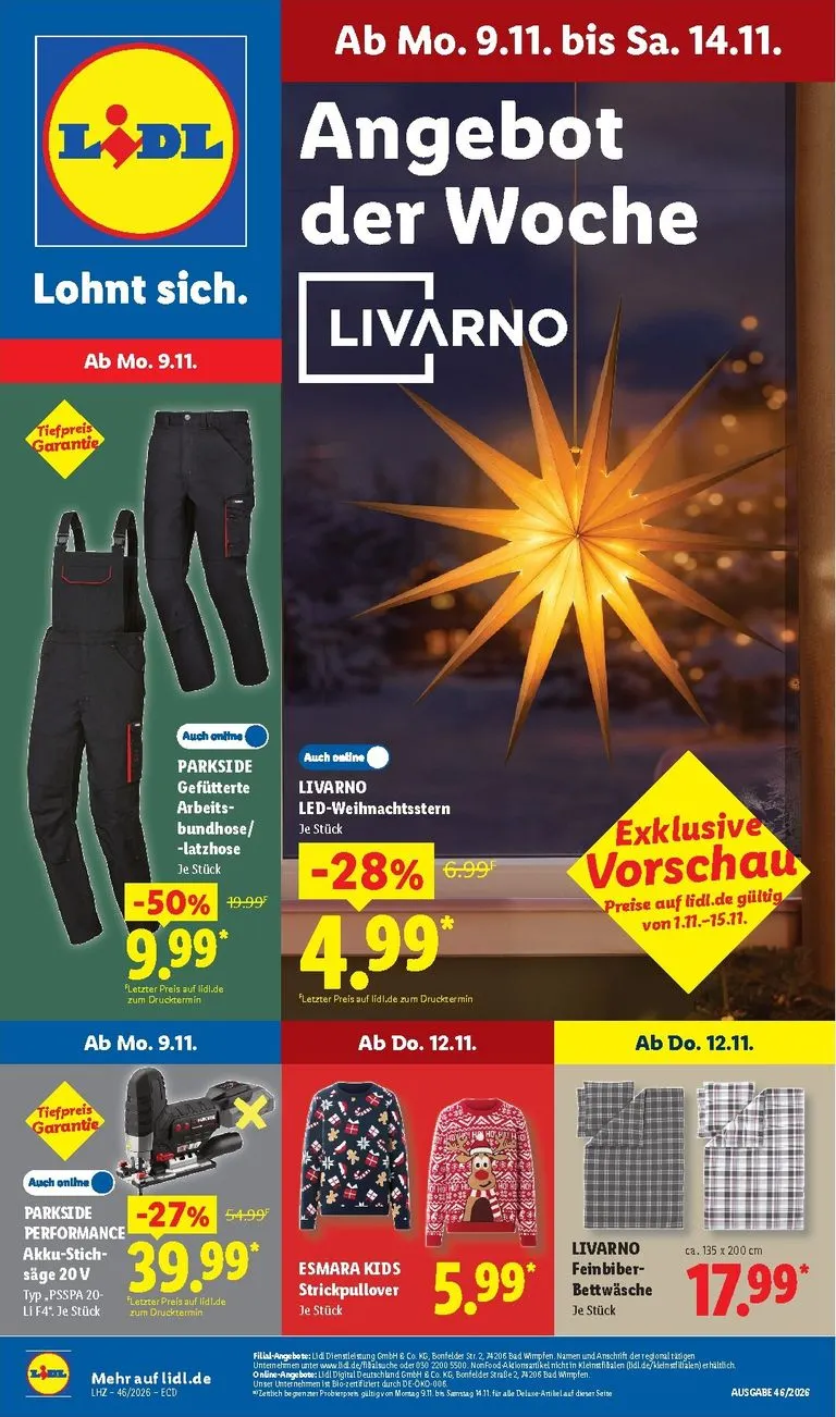 Lidl - Nonfood Prospekt nächste Woche – von Montag 09.11.2026 bis Samstag 14.11.2026 von 9. November bis 14. November 2026 - Prospekt seite 1
