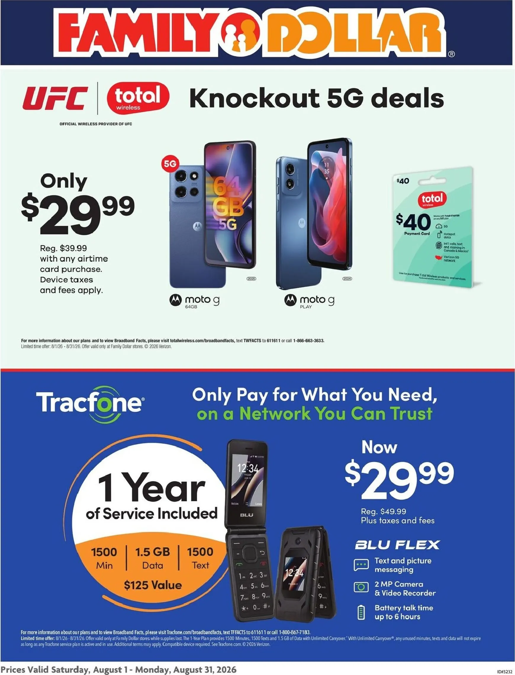 Weekly ad Family Dollar - Ofertas Total Wireless y Tracfone from August 1 to August 31 2026 - Page 1