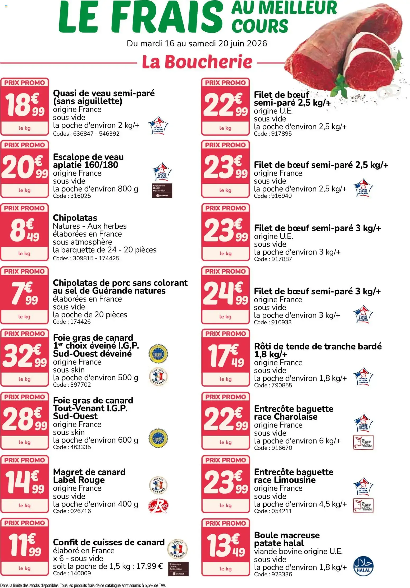 Le Frais: La Boucherie - Au Meilleur Cours du 16 juin au 20 juin 2026 - Catalogue page 1