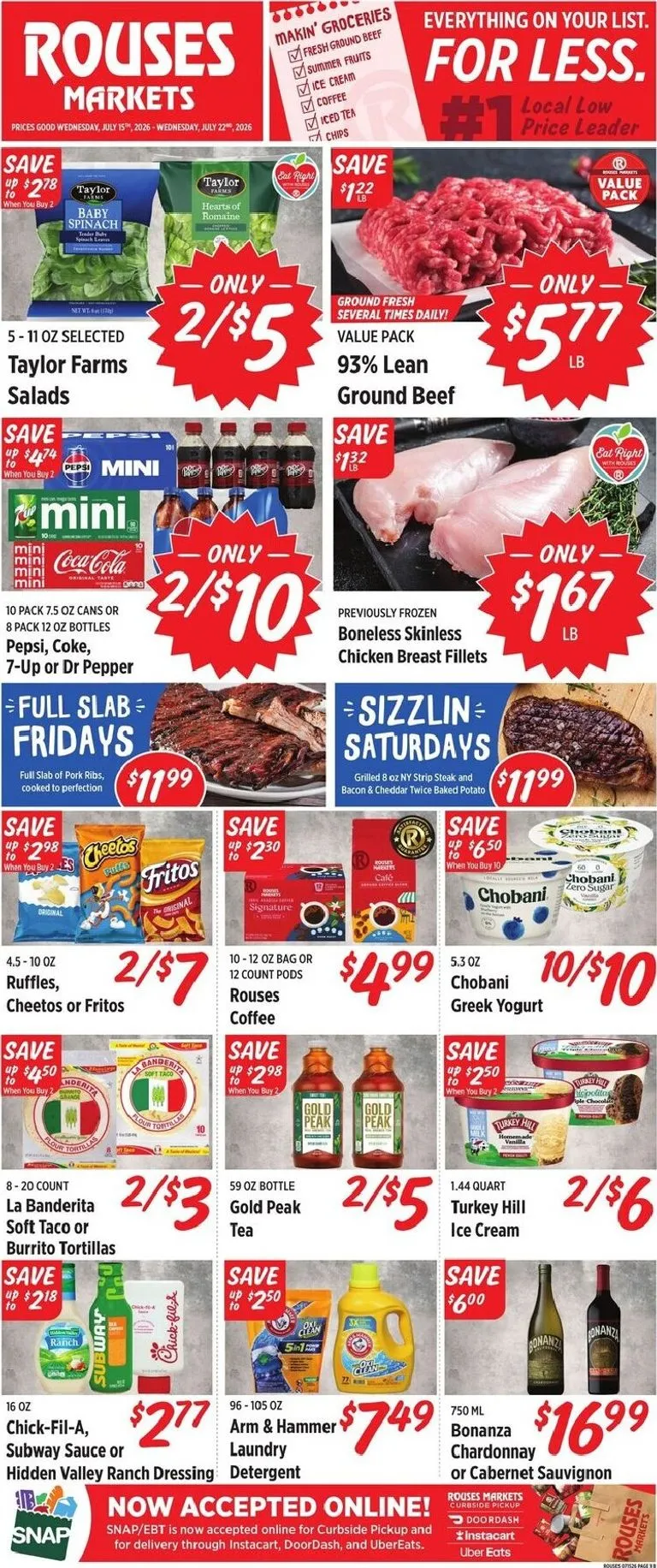 Current Rouses Markets leaflet valid from Wednesday 07/15/2026 to Wednesday 07/22/2026