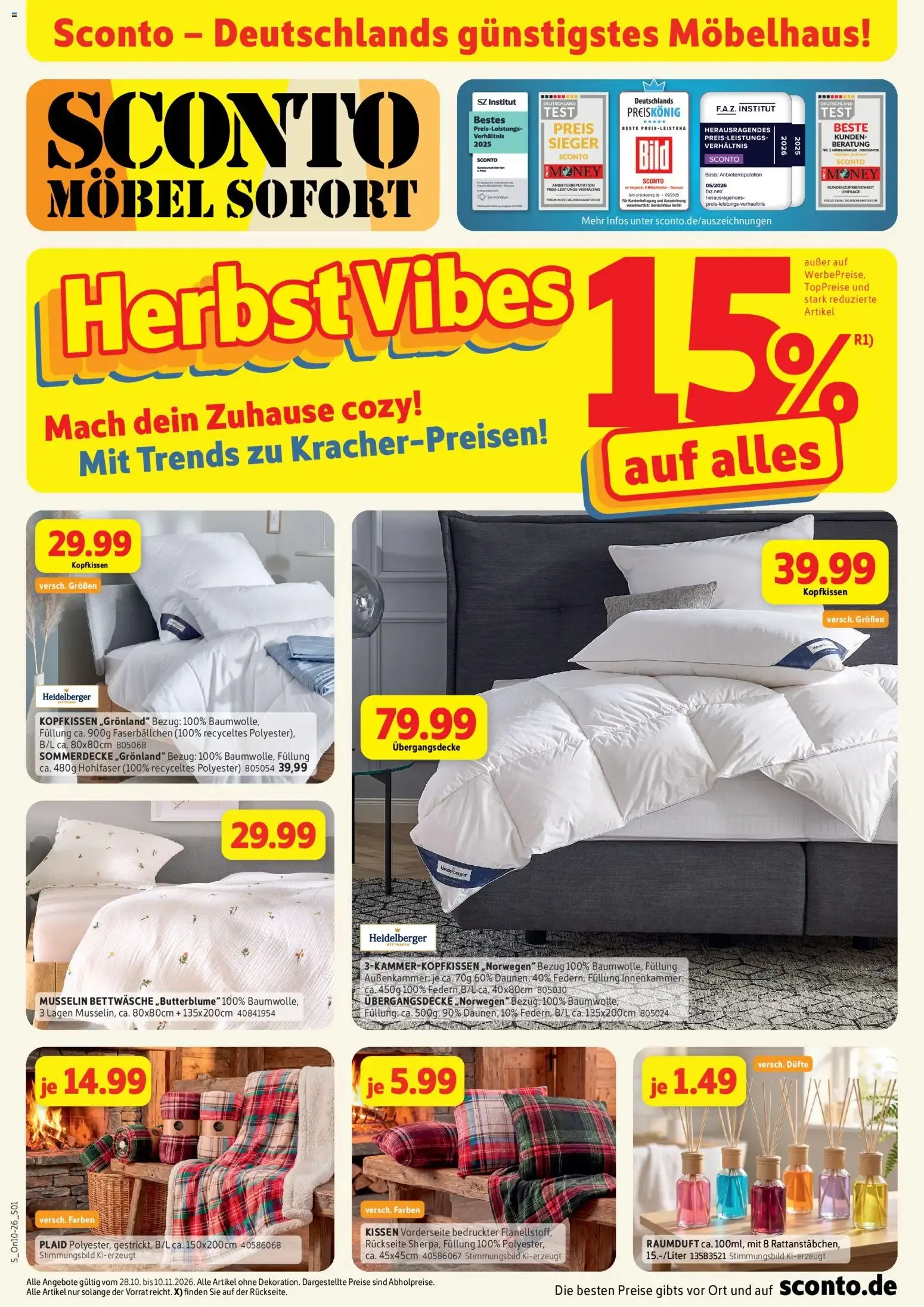 Sconto Herbst Vibes (ab 28.10.2026) zum Blättern von 28. Oktober bis 10. November 2026 - Prospekt seite 1