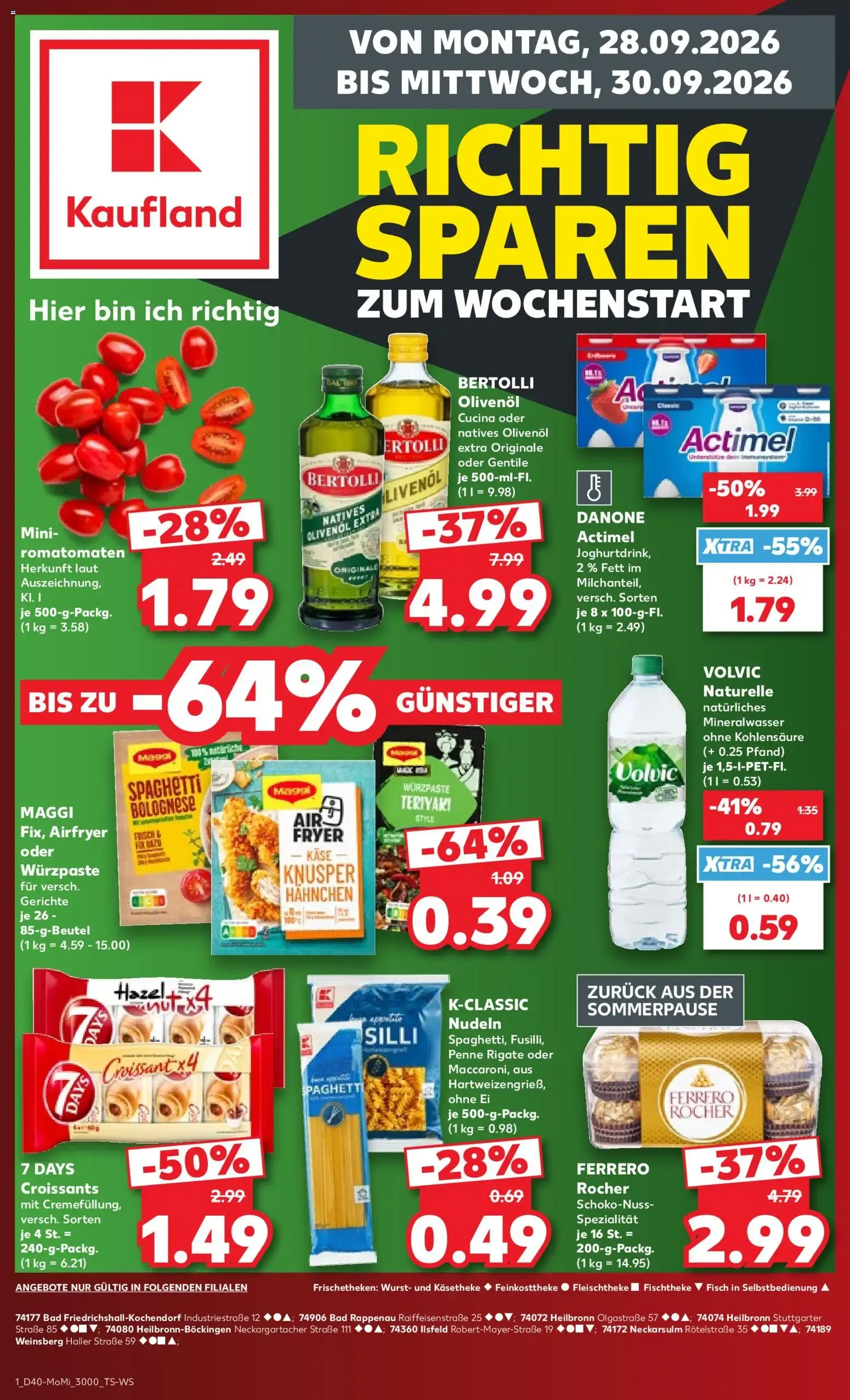 Kaufland: RICHTIG SPAREN ZUM WOCHENSTART van 28 september tot 30 september 2026 - Folder pagina 1