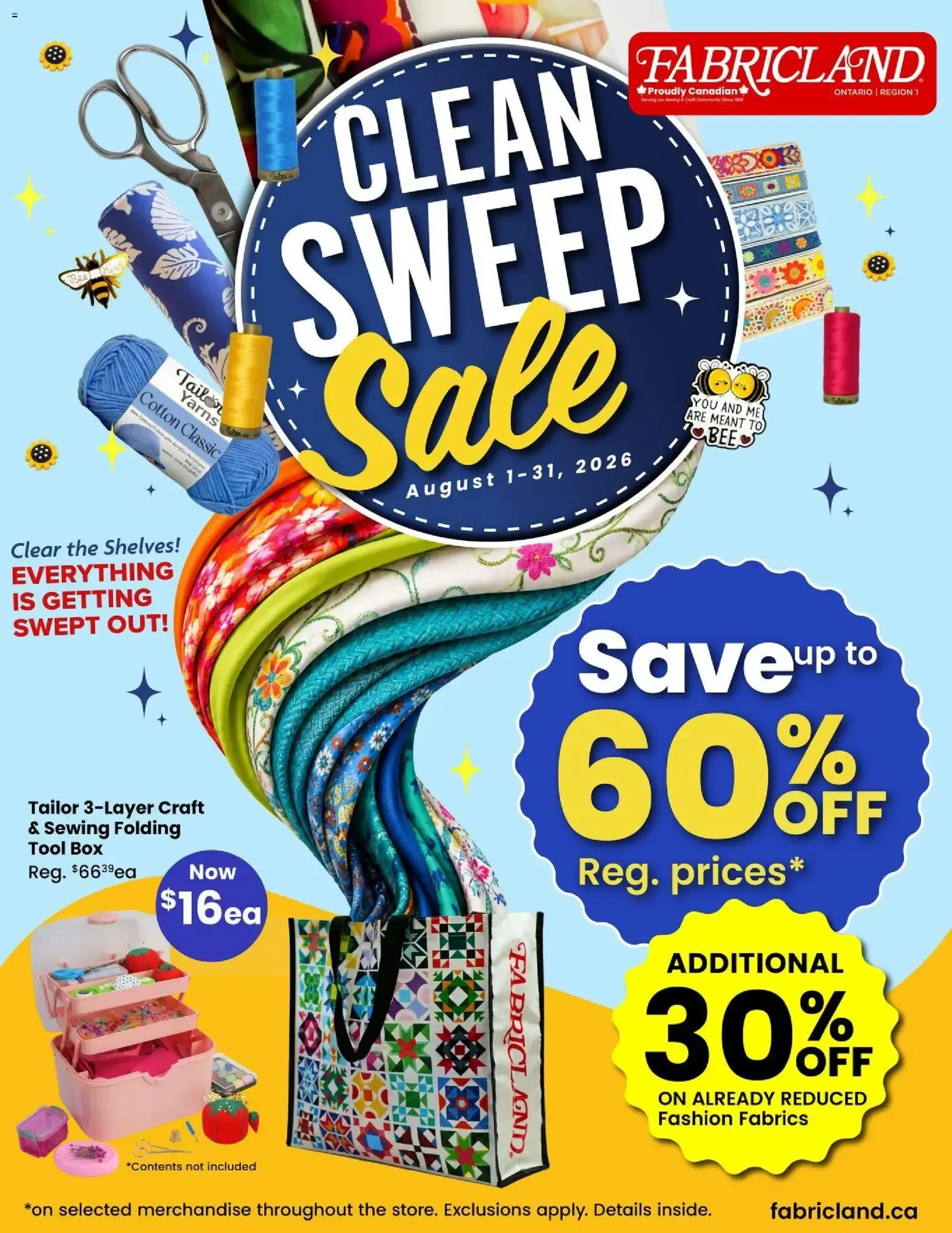 FABRICLAND CLEAN SWEEP Sale from August 1 to August 31 2026 - flyer page 1