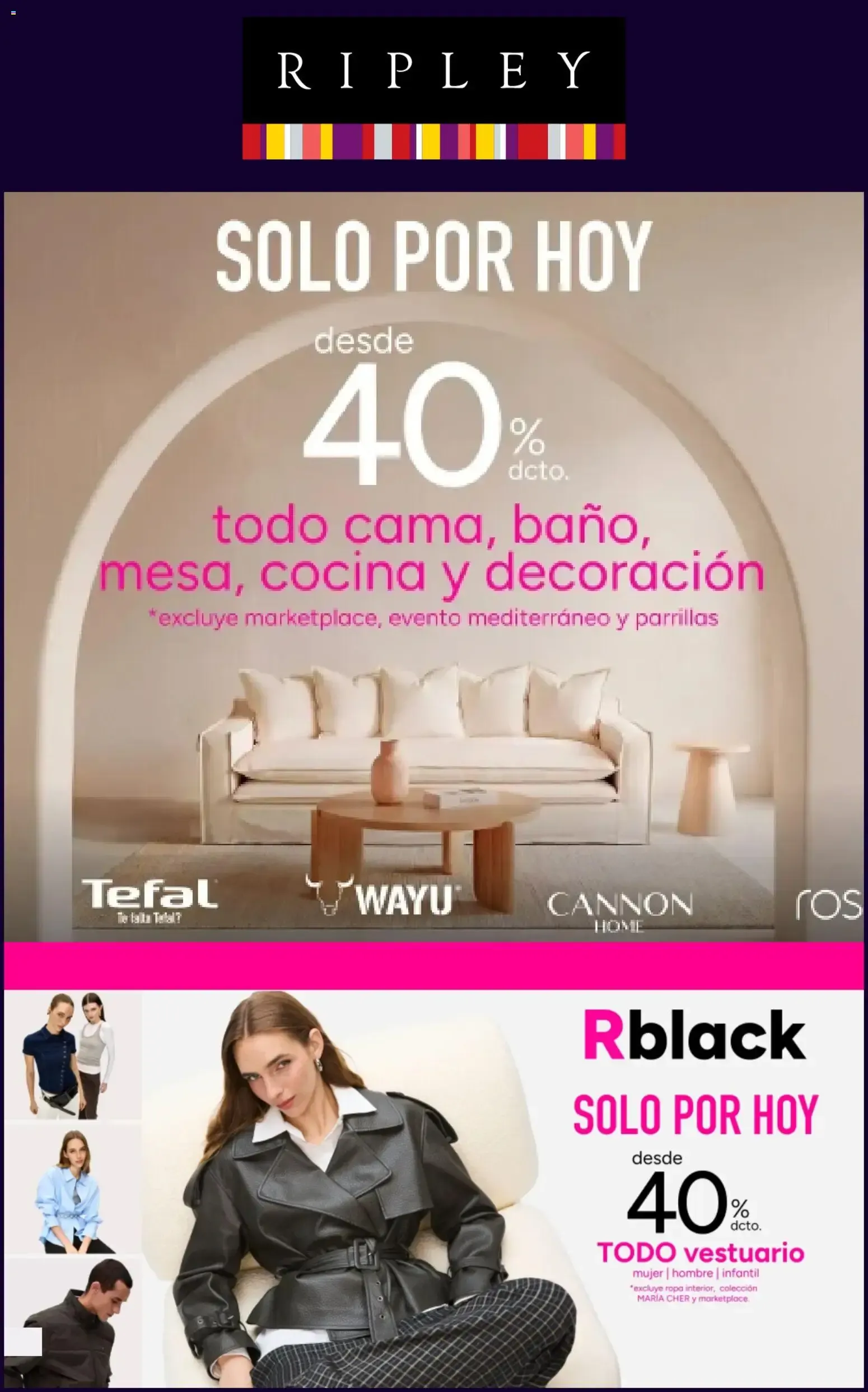 Catálogo de Ripley: Solo por hoy, 40% dcto. en Hogar y Vestuario 2 de agosto al 17 de agosto 2026 - Página 1