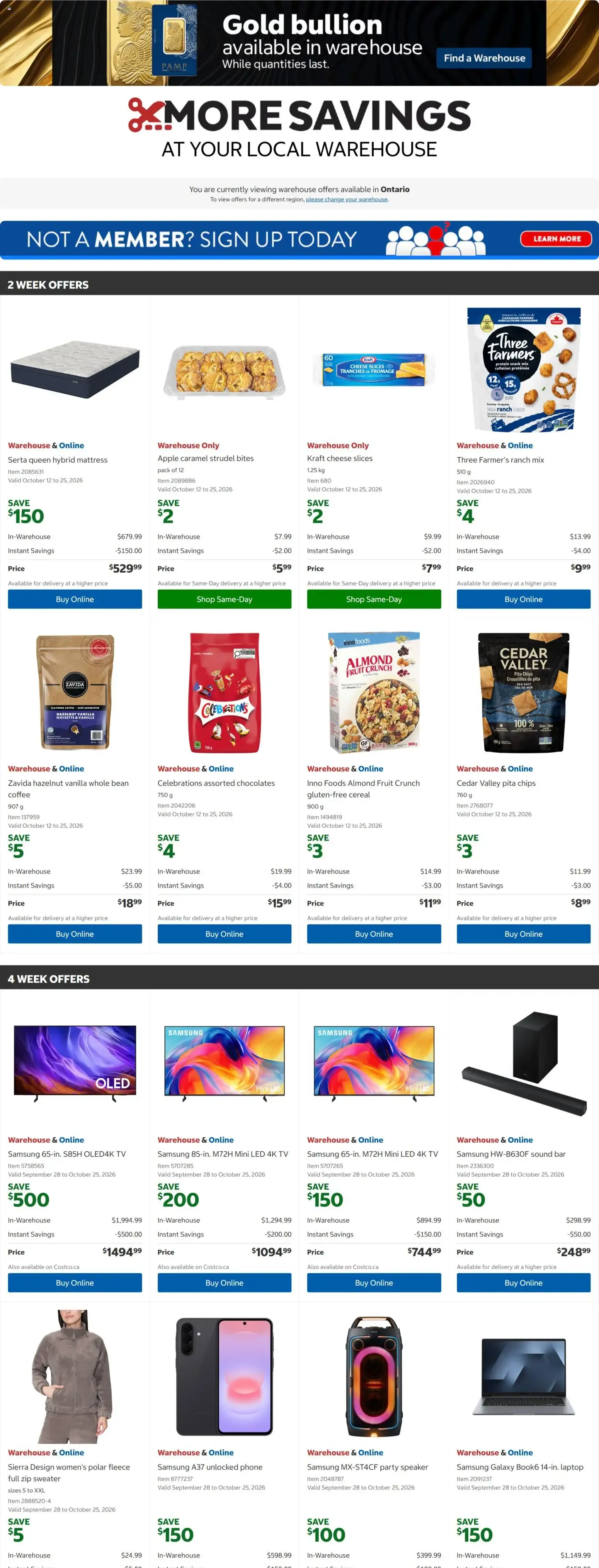 Costco weekly flyer from Oct 12, 2026 > weekly specials & deals from October 12 to October 25 2026 - flyer page 1